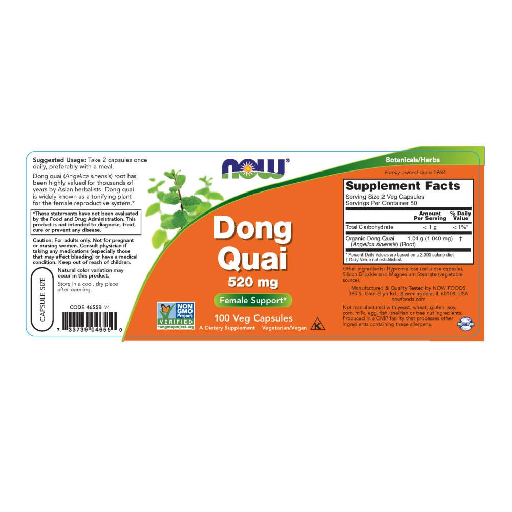 Foto 3 pulgar | Suplemento Now Foods Dong Quai 520 mg 100 Cápsulas X 2 - Venta Internacional