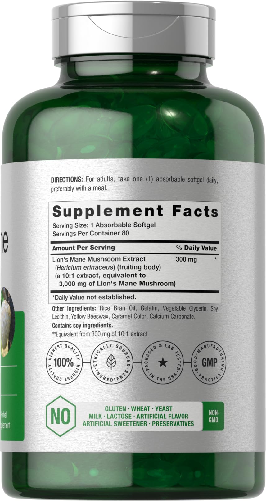 Foto 3 pulgar | Suplemento Horbäach Lion's Mane 3000 Mg 80 Cápsulas- Venta Internacional
