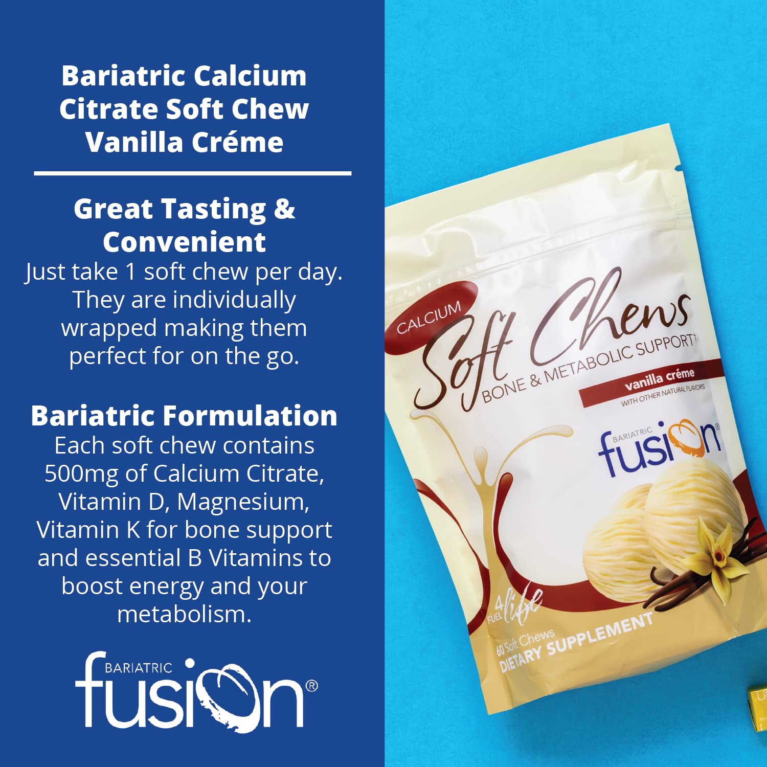 Foto 3 | Suplemento Bariatric Fusion Con Citrato De Calcio 60 Soft Chews-Venta Internacional