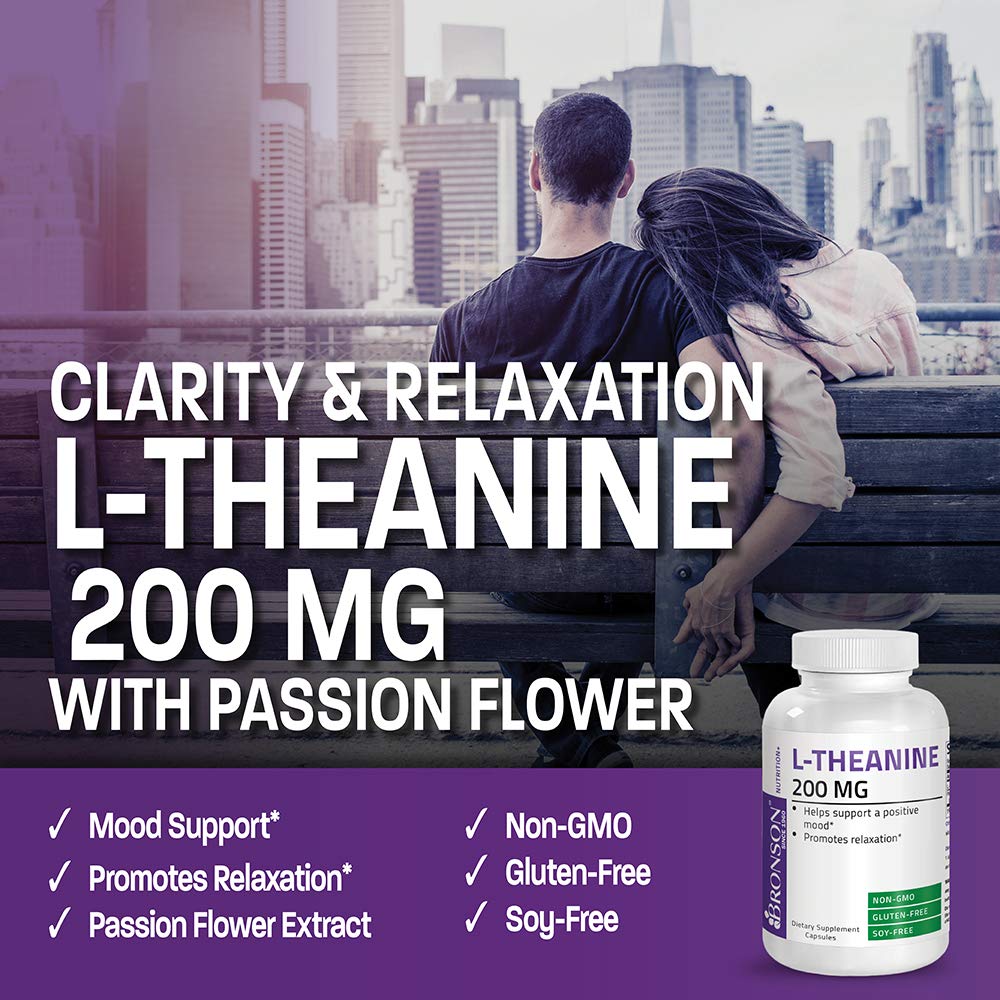 Foto 4 pulgar | Suplemento Bronson L-teanina 200 Mg Con Pasiflora 120 Cápsulas - Venta Internacional