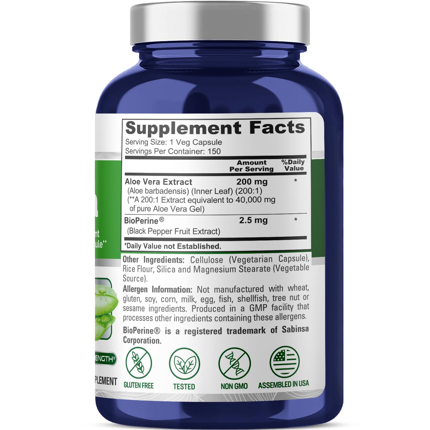 Foto 3 pulgar | Suplemento Nusapure Aloe Vera de 150 Cápsulas-Venta Internacional