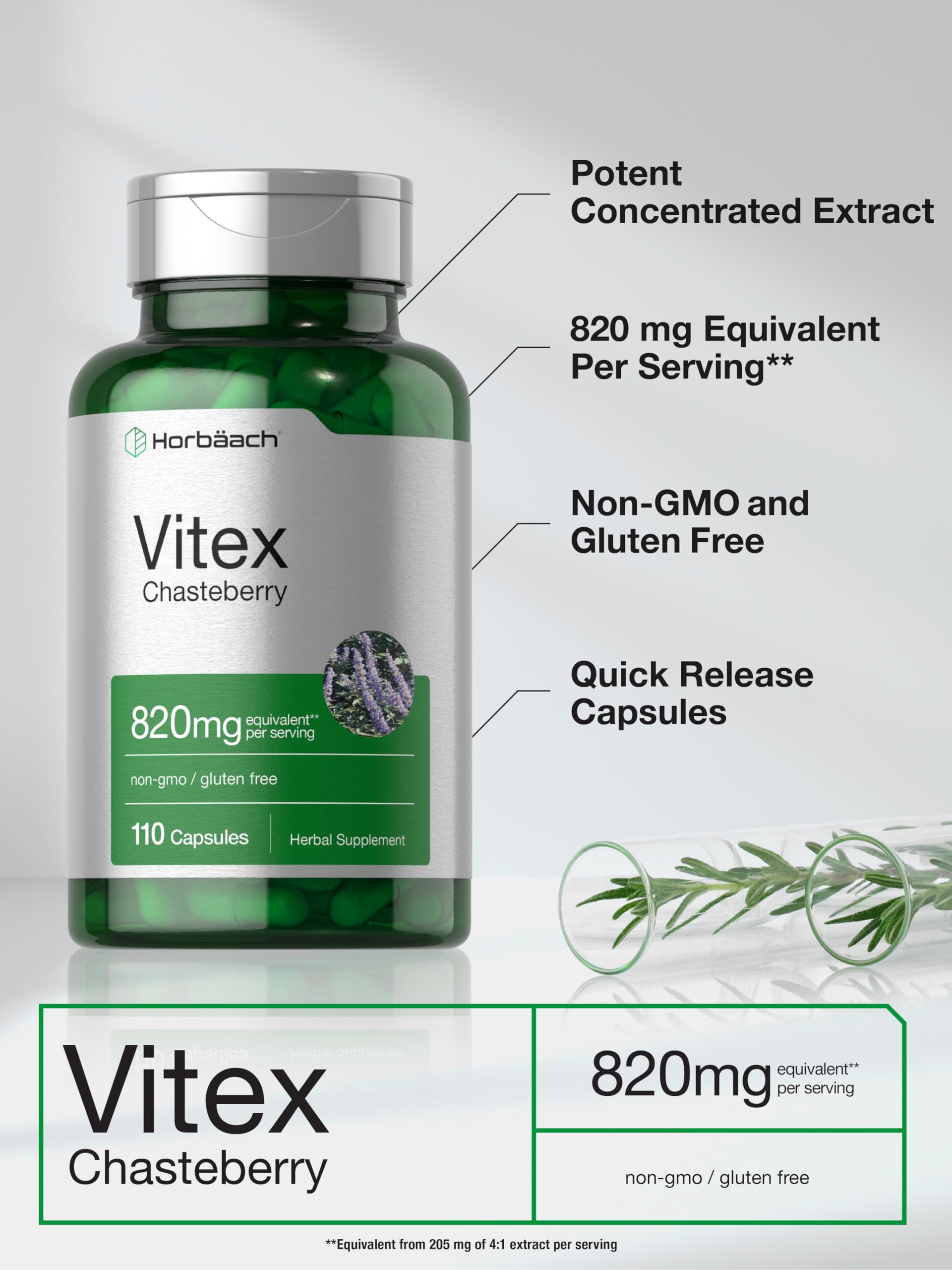 Foto 5 pulgar | Suplemento Horbäach Vitex Chasteberry de 110 Cápsulas-Venta Internacional