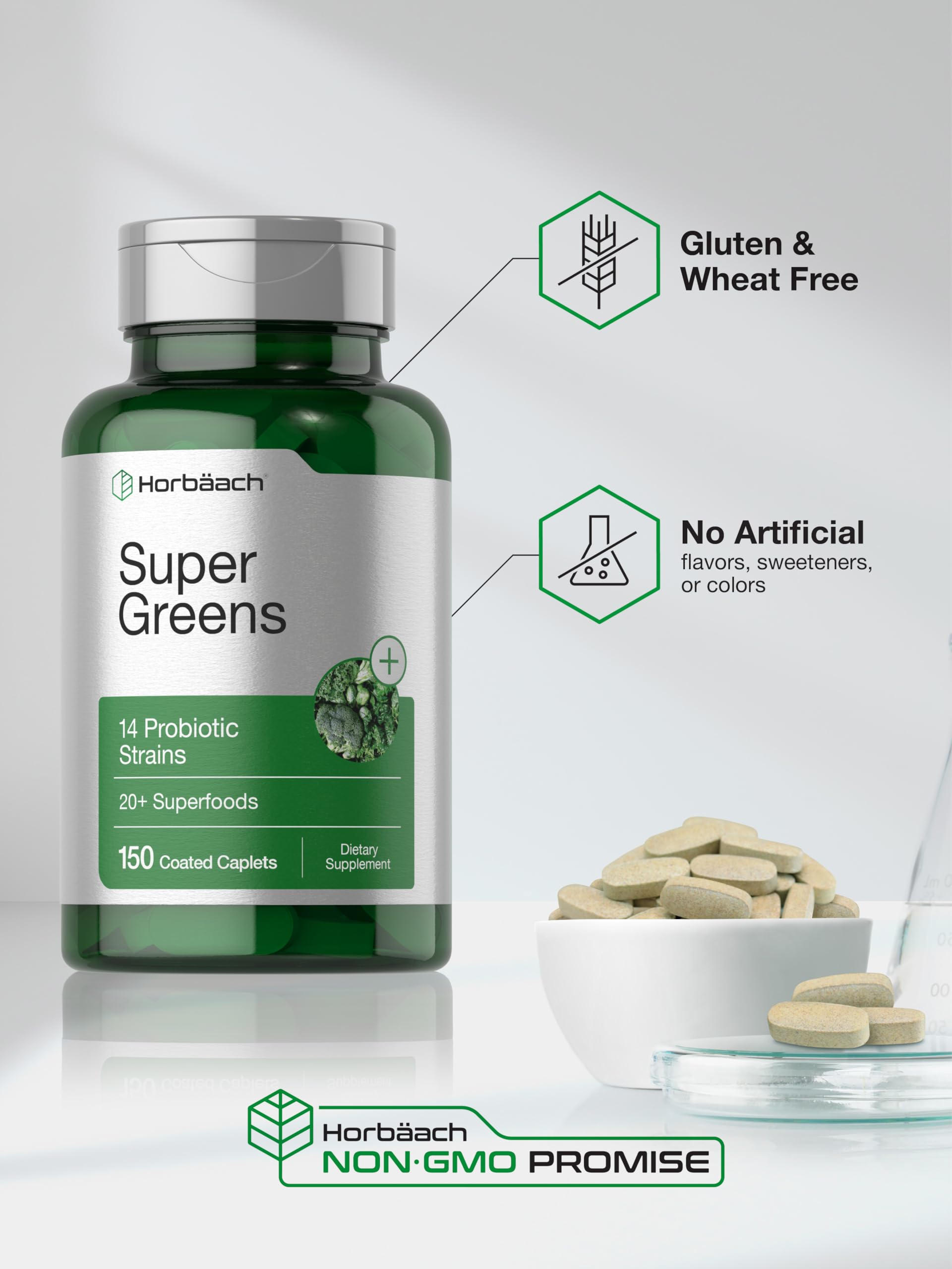Foto 6 pulgar | Suplemento Horbäach Super Greens Con Probióticos 150 Cápsulas - Venta Internacional.