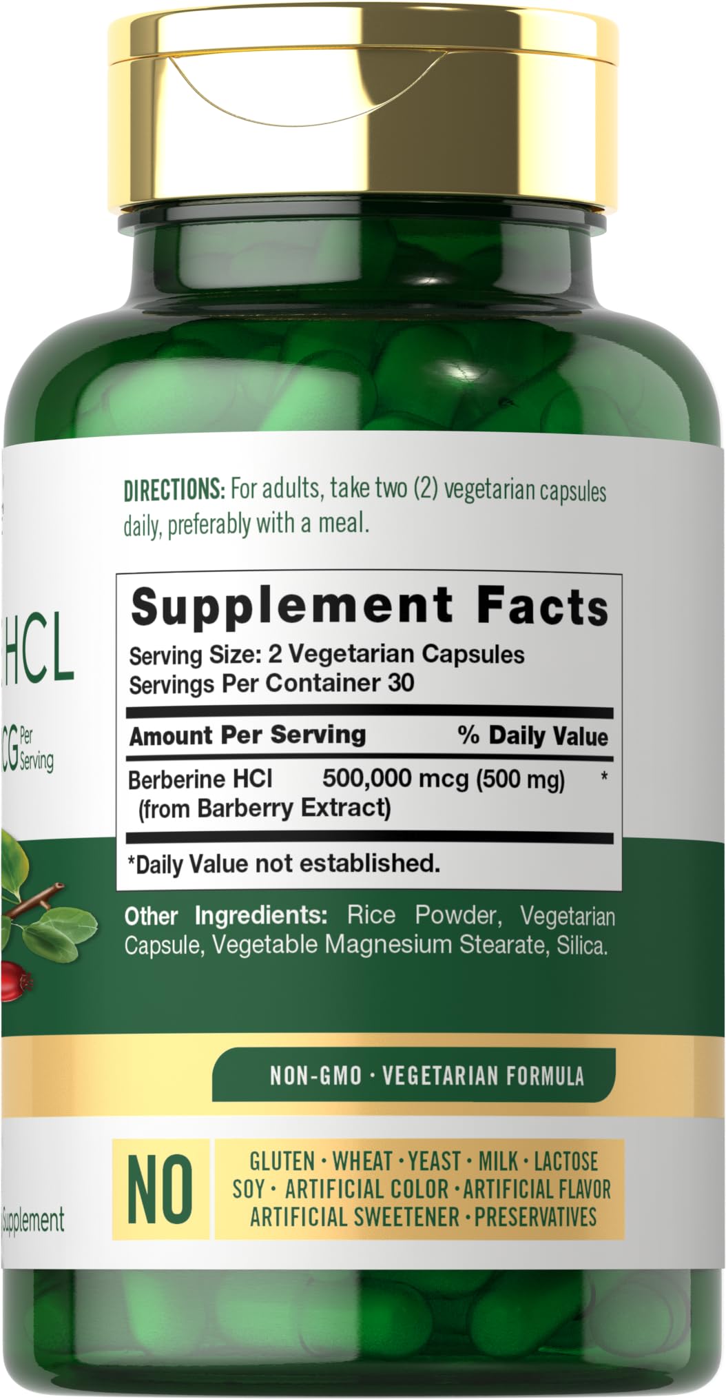 Foto 3 pulgar | Suplemento Carlyle Berberine Hcl 500 Mg 60 Cápsulas - Venta Internacional