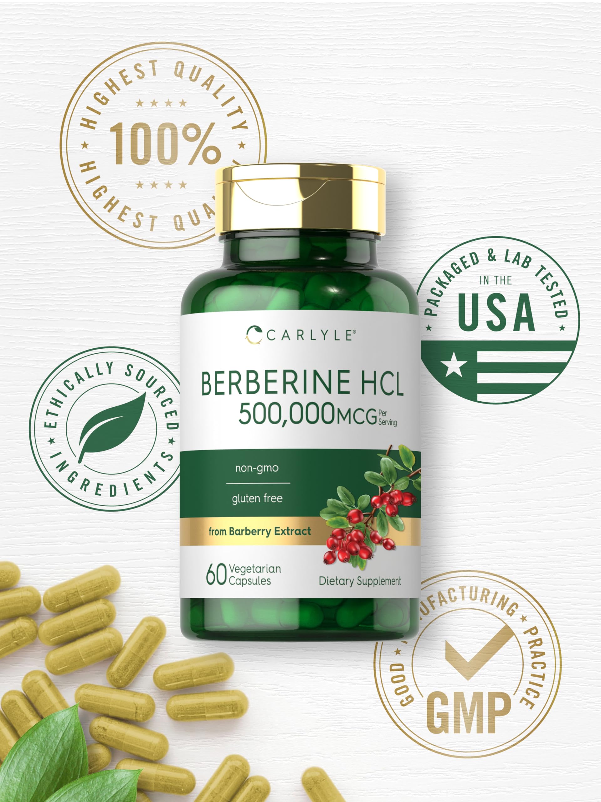 Foto 7 pulgar | Suplemento Carlyle Berberine Hcl 500 Mg 60 Cápsulas - Venta Internacional