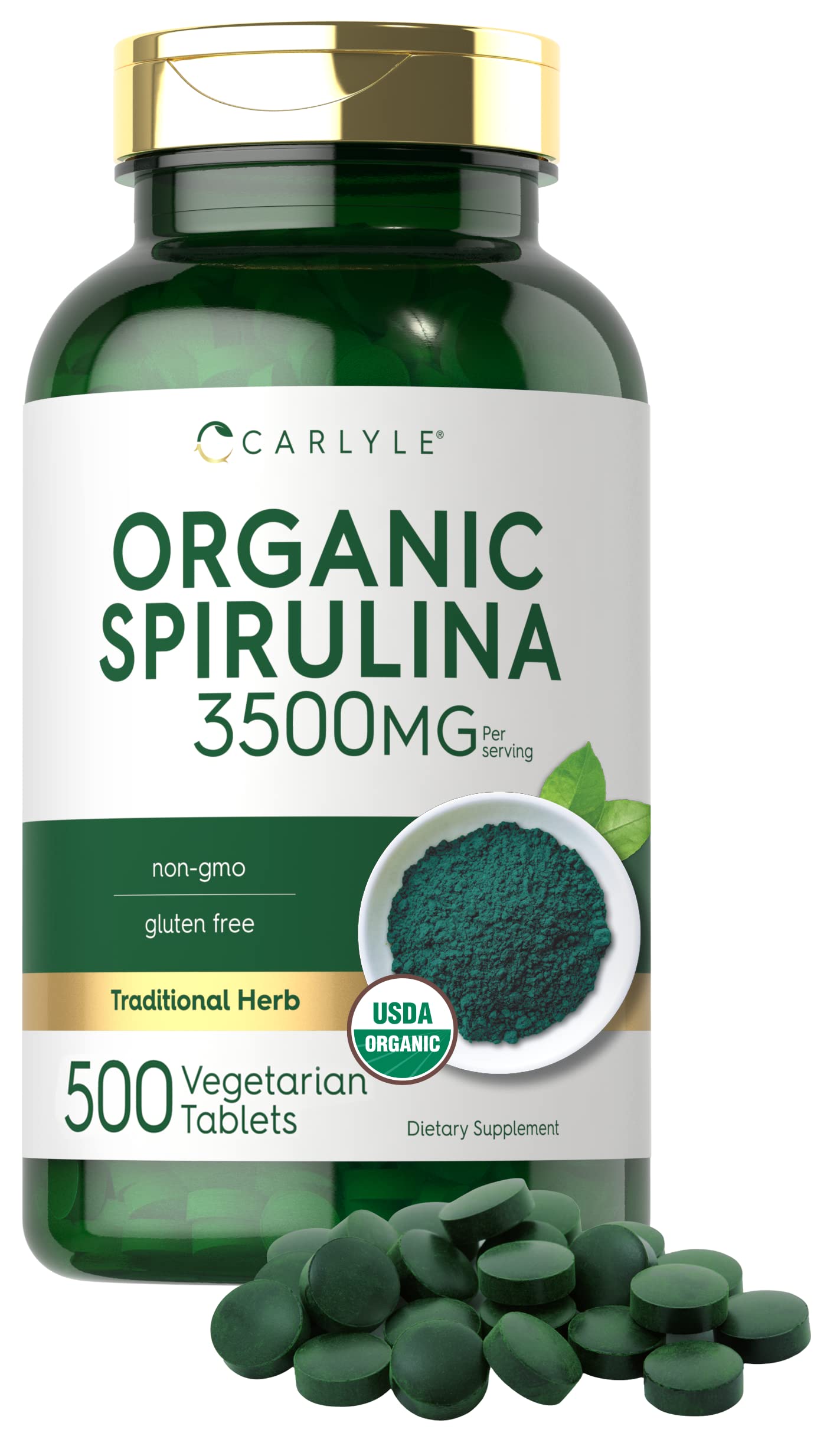 Foto 2 pulgar | Suplemento Carlyle Organic Spirulina en Tabletas de 3500 Mg 500 Unidades - Venta Internacional