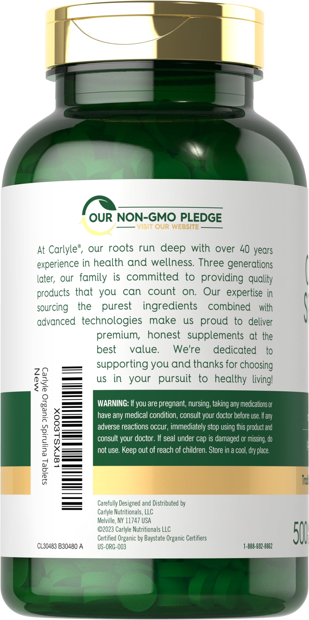 Foto 4 pulgar | Suplemento Carlyle Organic Spirulina en Tabletas de 3500 Mg 500 Unidades - Venta Internacional