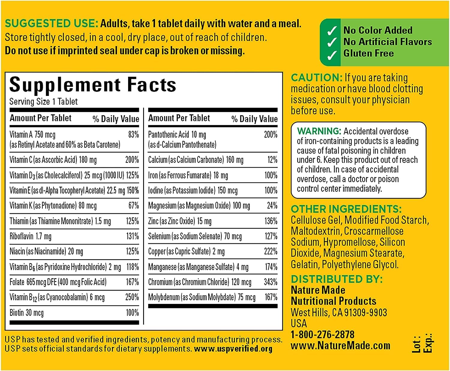 Foto 3 pulgar | Multivitamínico Nature Made Multi Complete 130 Comprimidos Duo Pack - Venta Internacional