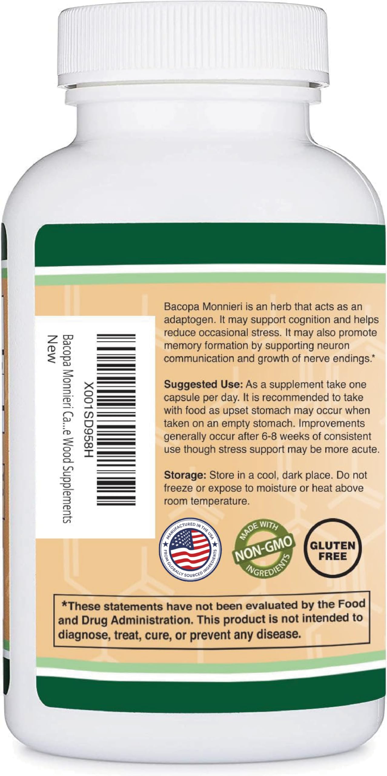 Foto 4 pulgar | Suplemento Double Wood Bacopa Monnieri 450 Mg 90 Cápsulas - Venta Internacional