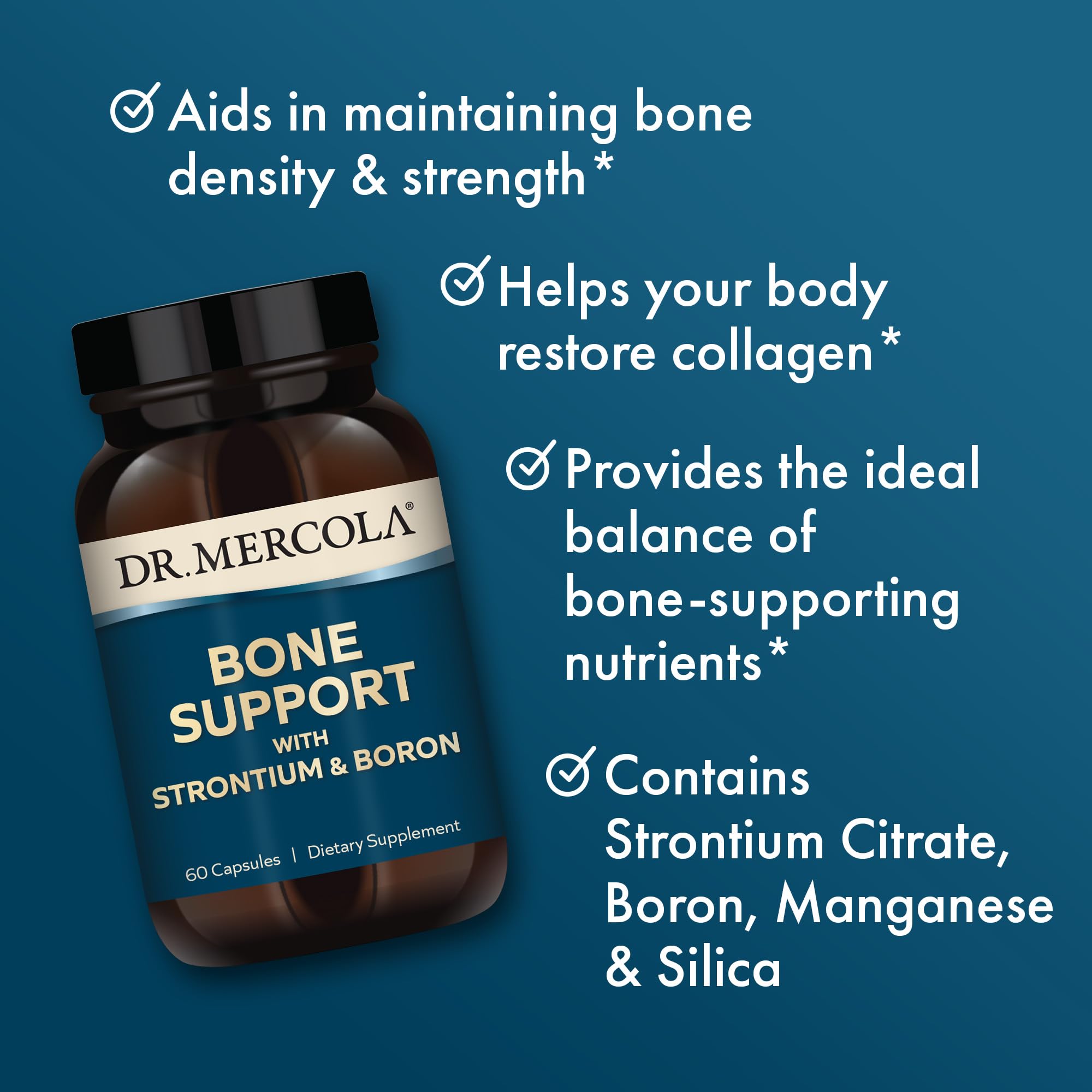 Foto 5 pulgar | Suplemento Dr. Mercola Bone Support Con Estroncio Y Boro 60 Cápsulas - Venta Internacional