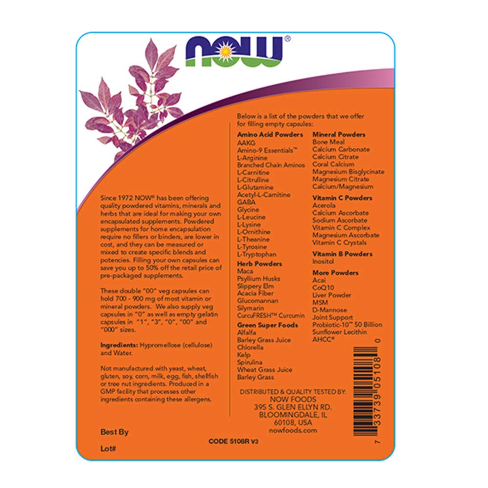 Foto 3 pulgar | Cápsulas Vegetarianas Vacías Supplements Now Foods 200 Unidades 750 Unidades - Venta Internacional