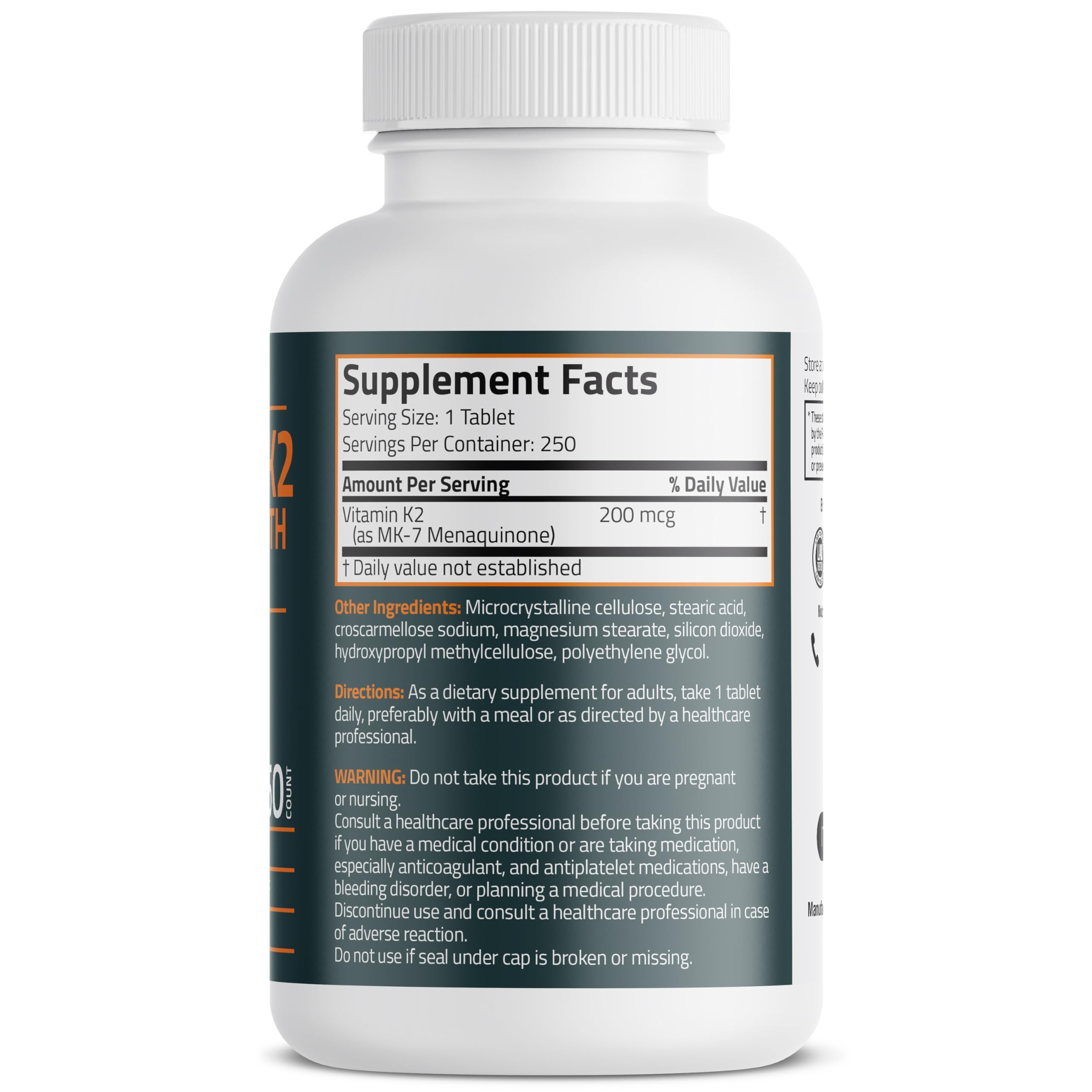 Foto 2 | Suplemento Bronson Vitamina K2 Mk-7 200 Mcg Extra Strength - Venta Internacional