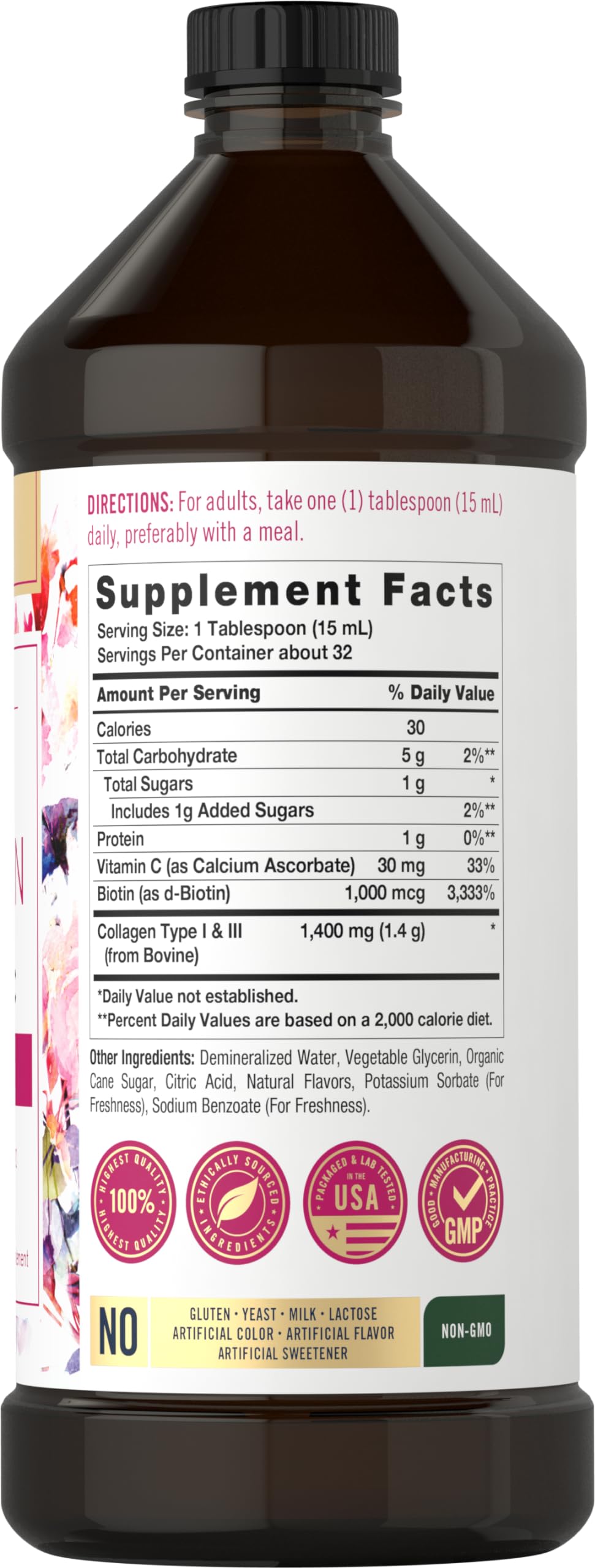 Foto 3 pulgar | Suplemento de Colágeno Líquido Carlyle con Biotina 473 Ml - Venta Internacional