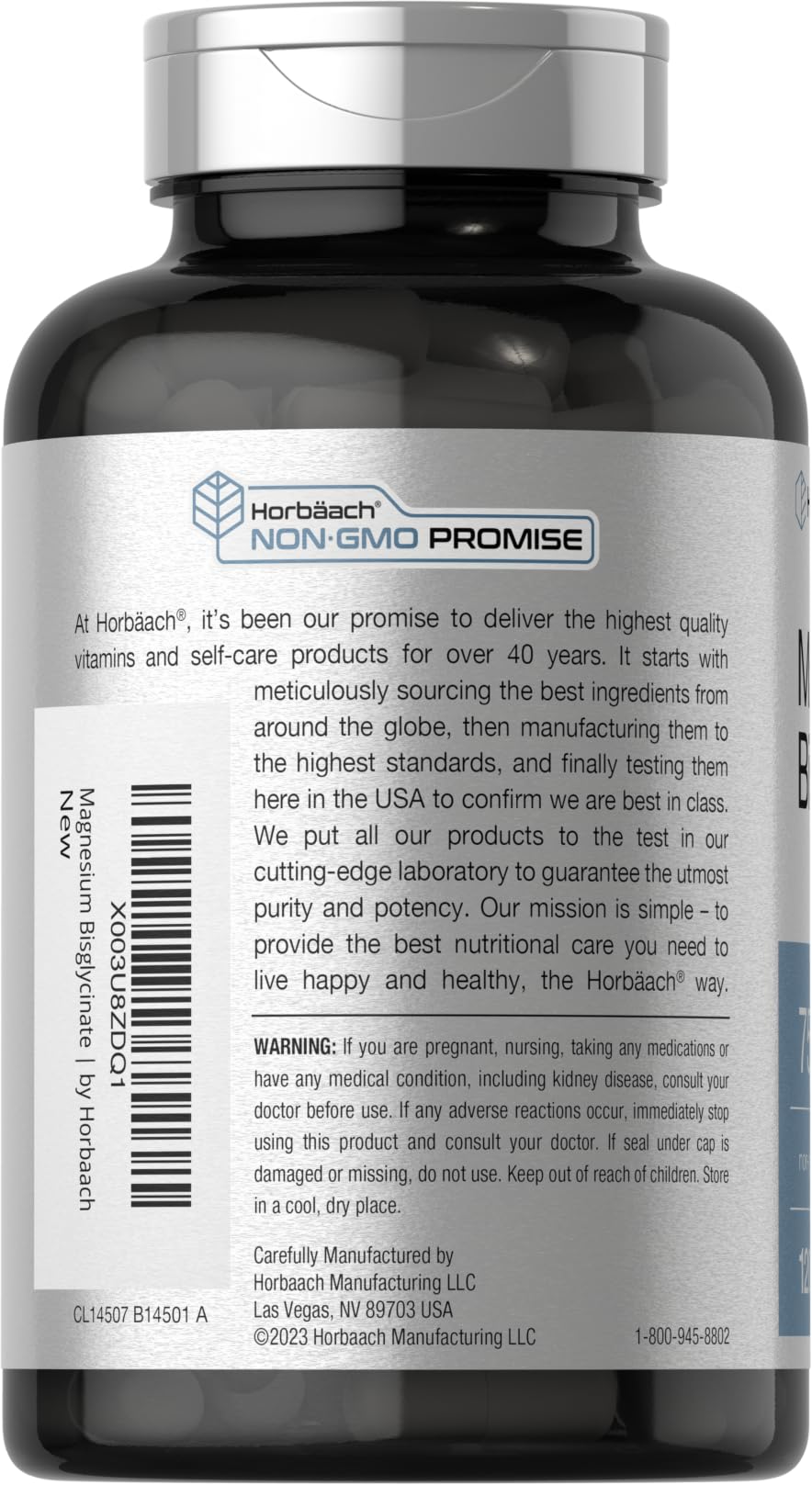 Foto 4 pulgar | Suplemento Horbäach Magnesium Bisglycinate de 120 Cápsulas-Venta Internacional
