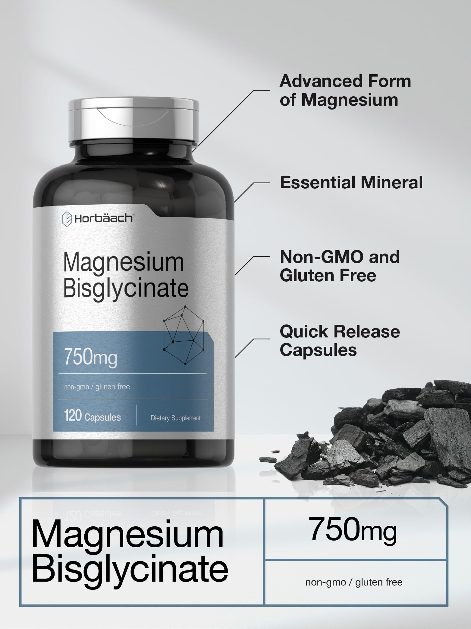 Foto 5 pulgar | Suplemento Horbäach Magnesium Bisglycinate de 120 Cápsulas-Venta Internacional