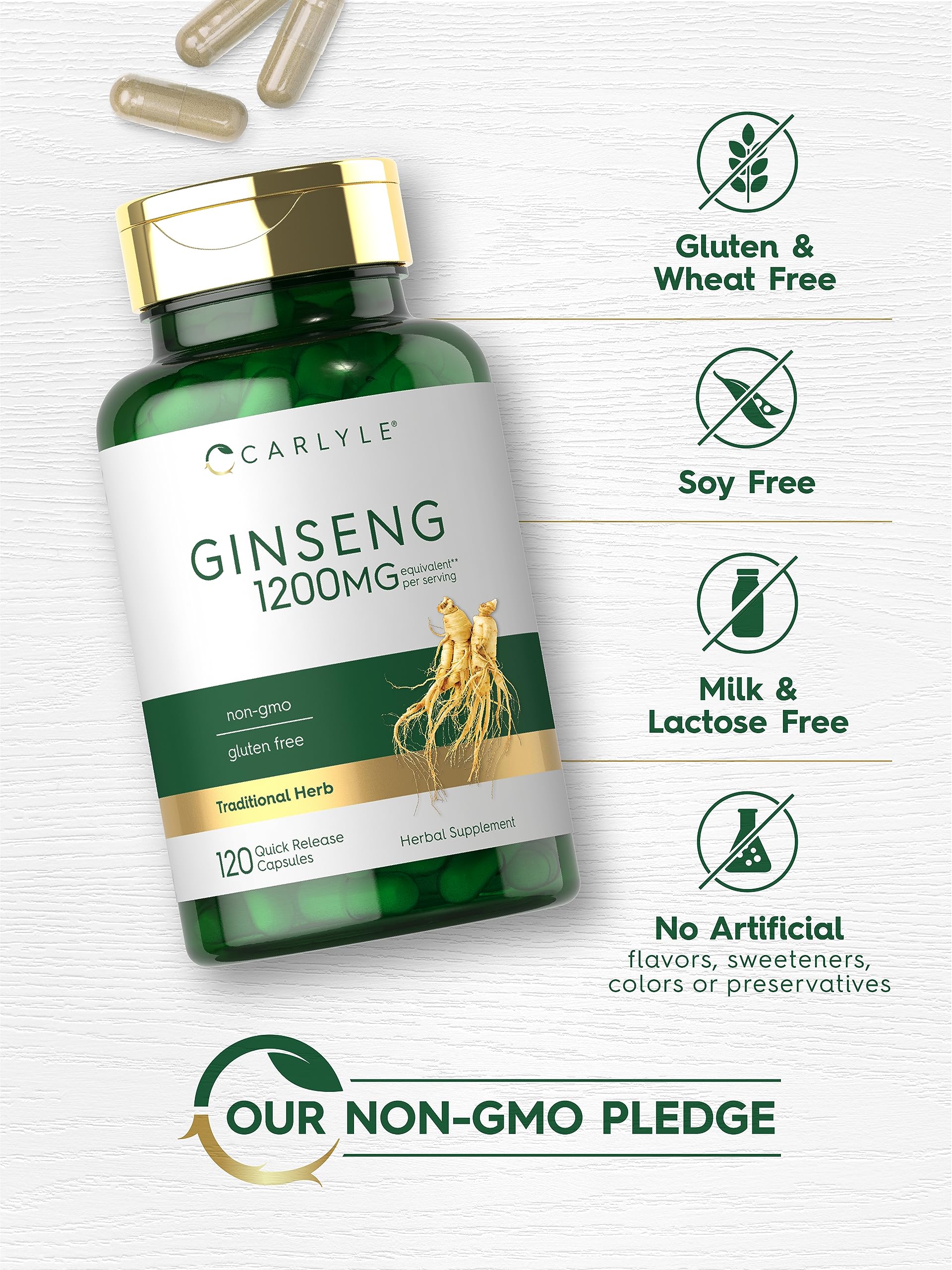 Foto 6 pulgar | Suplemento Carlyle Ginseng 120 Cápsulas de 1200 Mg Sin Ogm - Venta Internacional