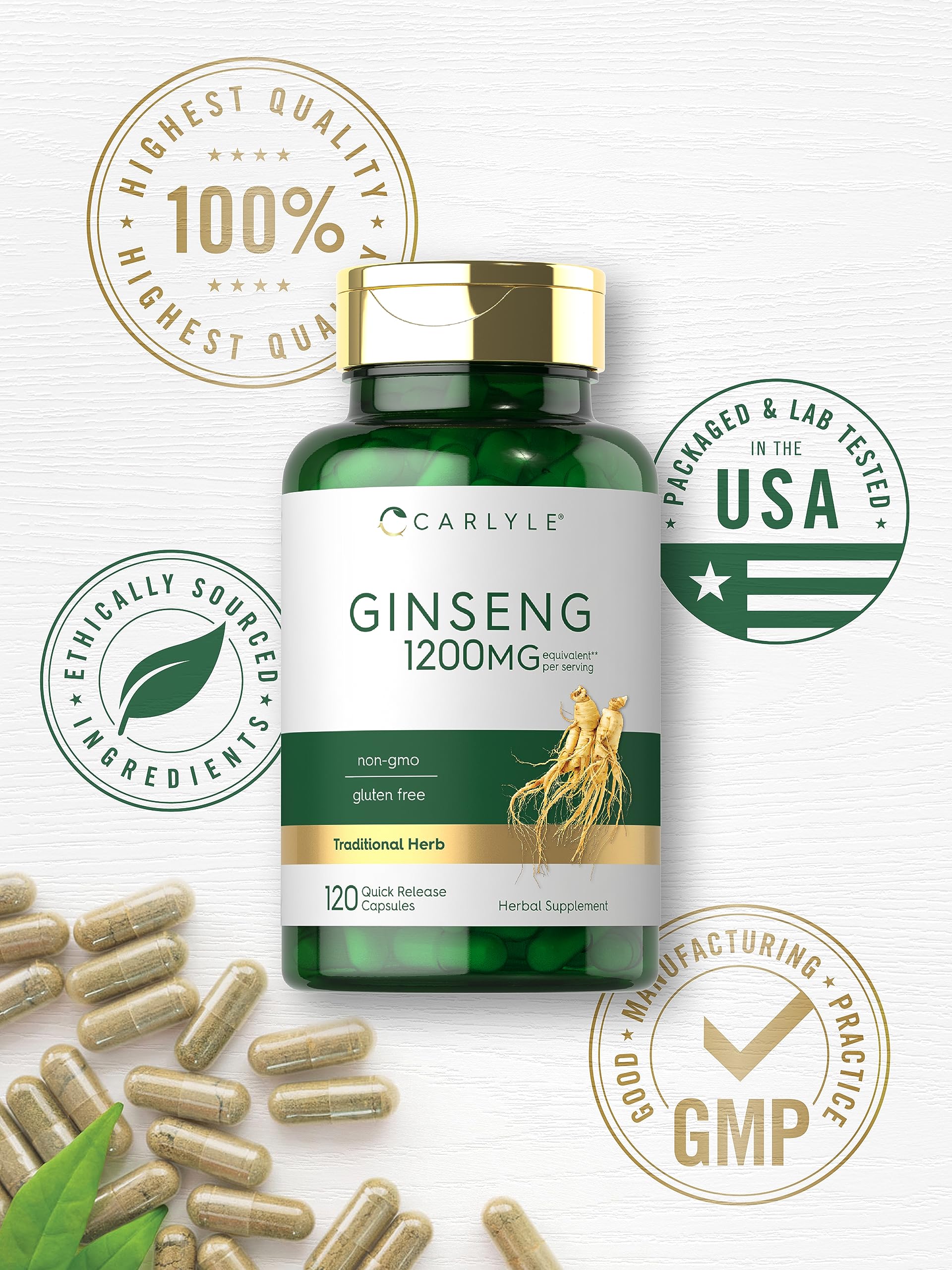 Foto 7 pulgar | Suplemento Carlyle Ginseng 120 Cápsulas de 1200 Mg Sin Ogm - Venta Internacional