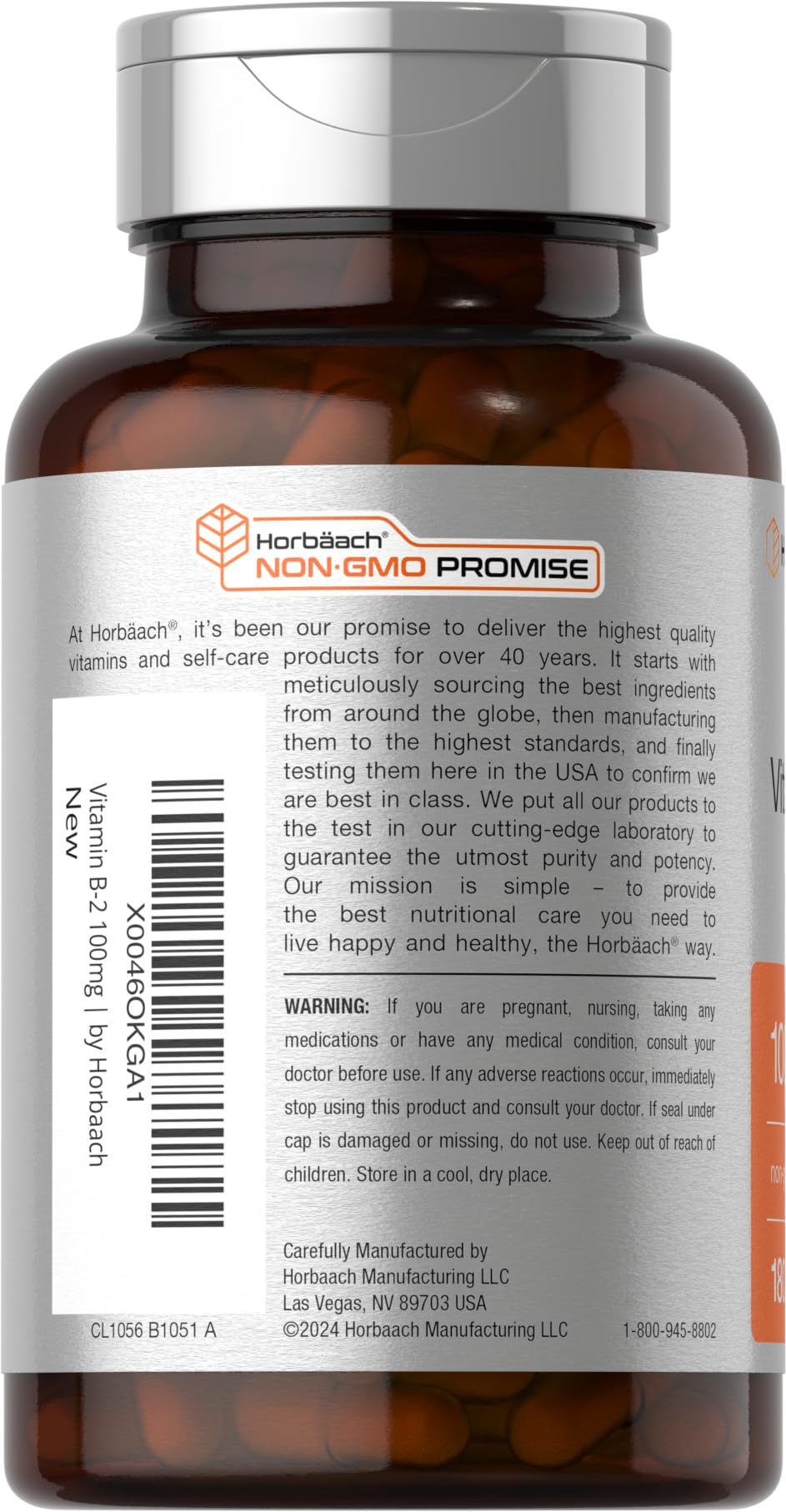 Foto 4 pulgar | Suplemento Horbäach De Vitamina B-2 100 Mg 180 Cápsulas - Venta Internacional.