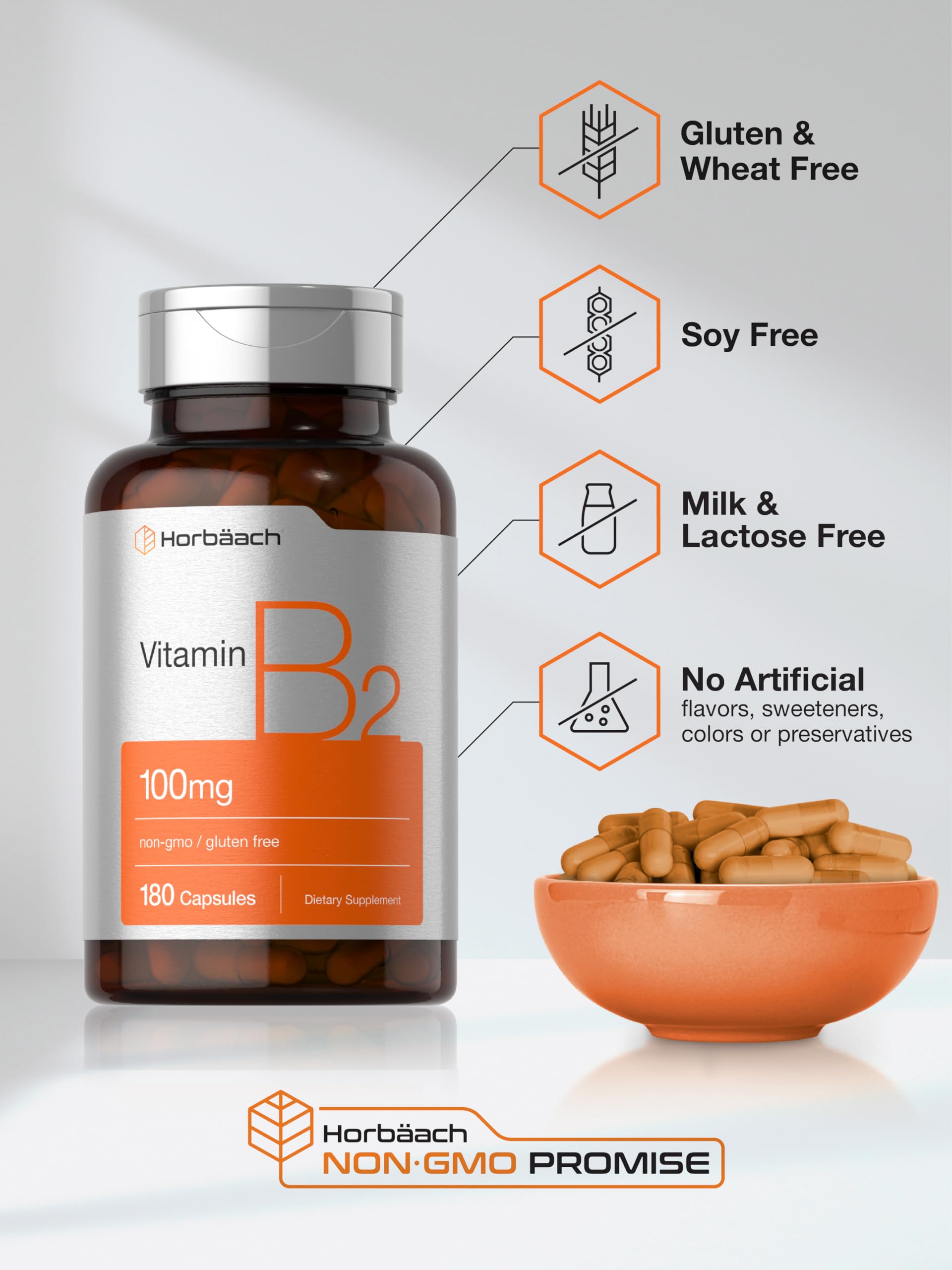 Foto 5 | Suplemento Horbäach De Vitamina B-2 100 Mg 180 Cápsulas - Venta Internacional.