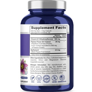 Foto 2 | Suplemento Nusapure Chrysin de 60 Cápsulas-Venta Internacional