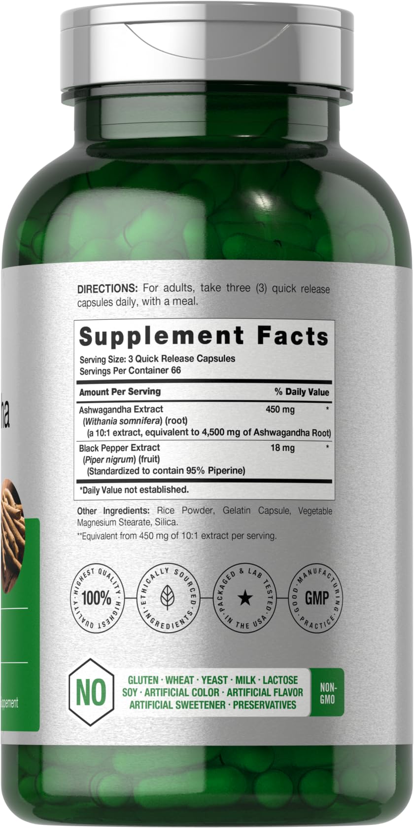 Foto 2 | Suplemento Horbäach Ashwagandha Max Strength 200 Cápsulas - Venta Internacional.