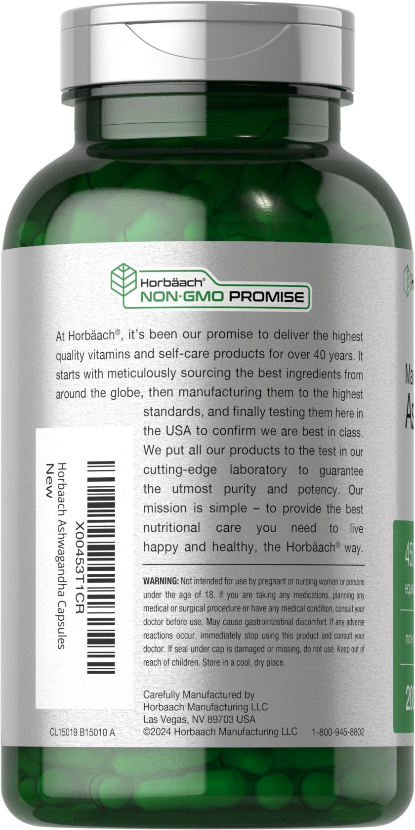 Foto 3 | Suplemento Horbäach Ashwagandha Max Strength 200 Cápsulas - Venta Internacional.