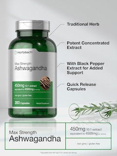 Foto 4 | Suplemento Horbäach Ashwagandha Max Strength 200 Cápsulas - Venta Internacional.