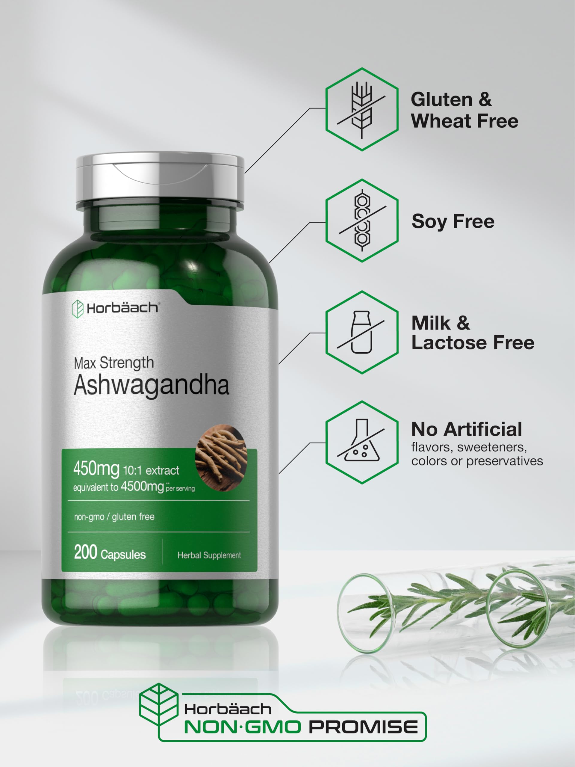 Foto 5 | Suplemento Horbäach Ashwagandha Max Strength 200 Cápsulas - Venta Internacional.