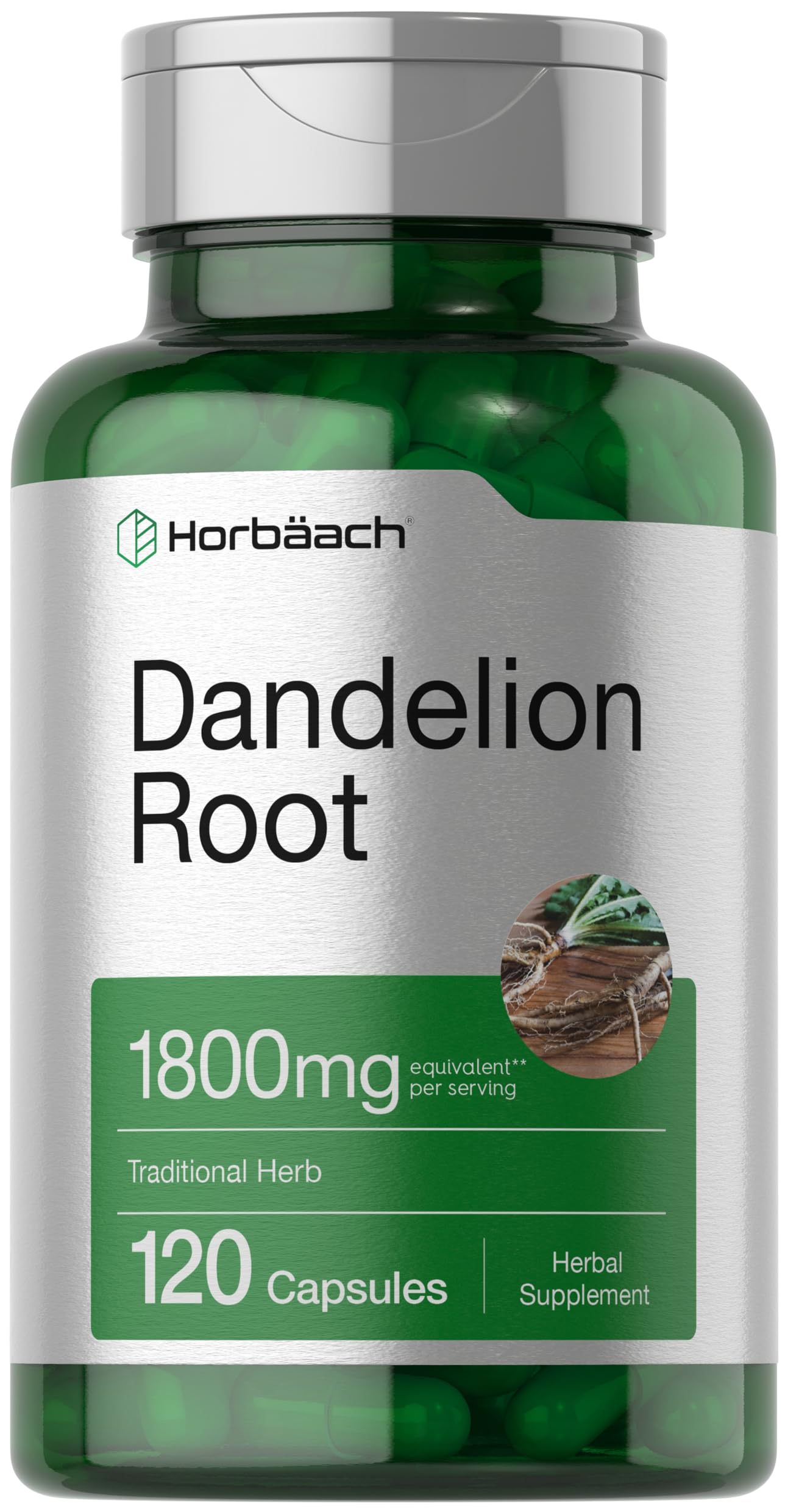 Foto 2 pulgar | Suplemento Horbäach De Raíz De Diente De León 1800 Mg 120 Cápsulas - Venta Internacional.