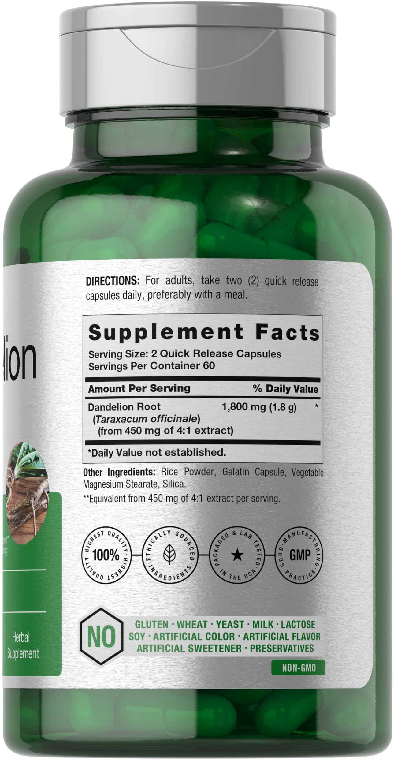 Foto 3 pulgar | Suplemento Horbäach De Raíz De Diente De León 1800 Mg 120 Cápsulas - Venta Internacional.