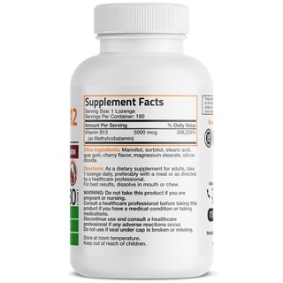 Foto 2 | Suplemento Bronson Methyl B12 5000 Mcg Vitamina B12 180 Tabletas - Venta Internacional