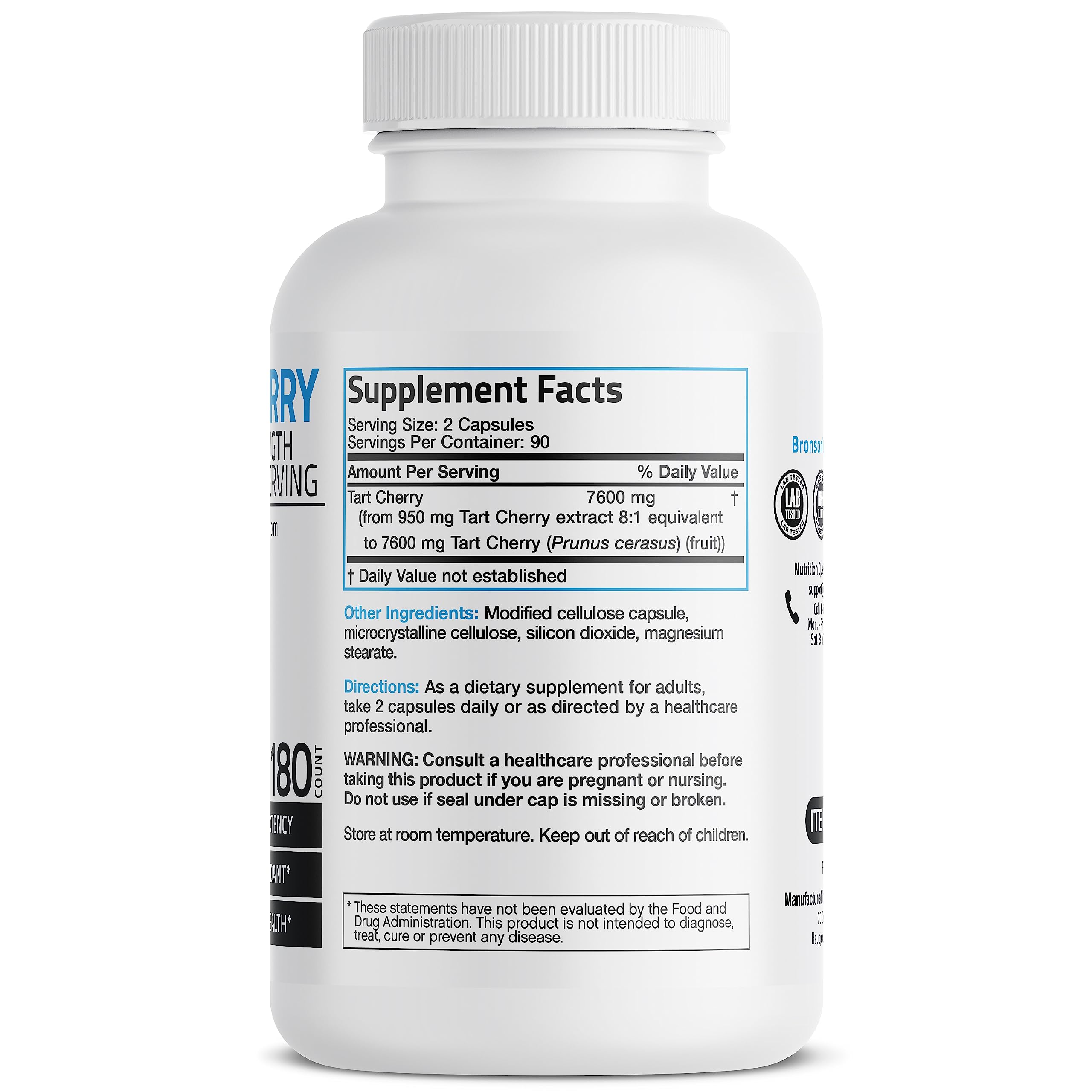 Foto 3 pulgar | Suplemento Bronson Tart Cherry 7600 Mg 180 Cápsulas - Venta Internacional
