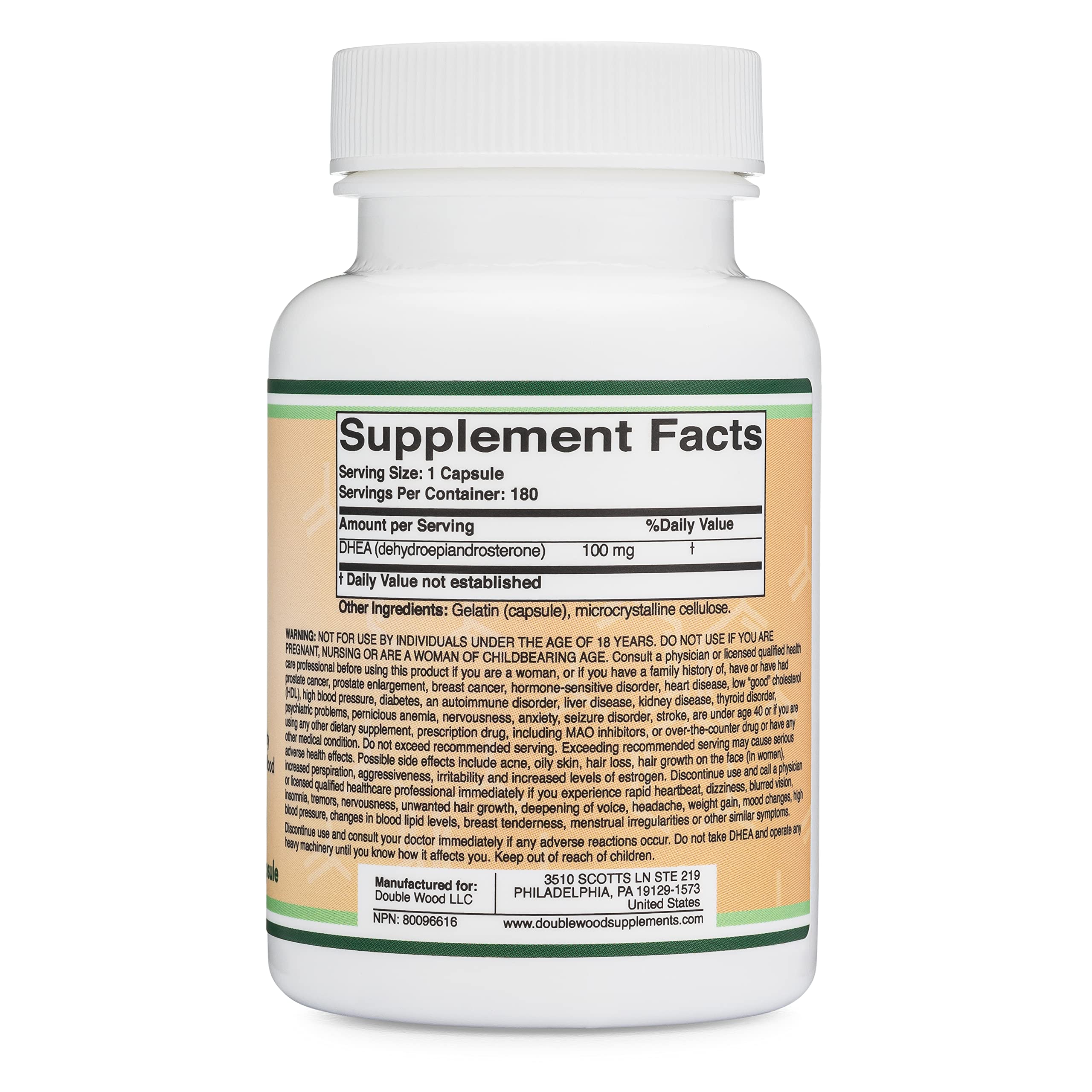 Foto 3 pulgar | Suplemento Double Wood Dhea 100 Mg 180 Cápsulas - Venta Internacional