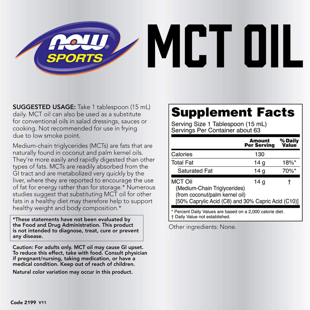 Foto 2 | Aceite MCT Now Foods 100% 946 ml - Venta Internacional