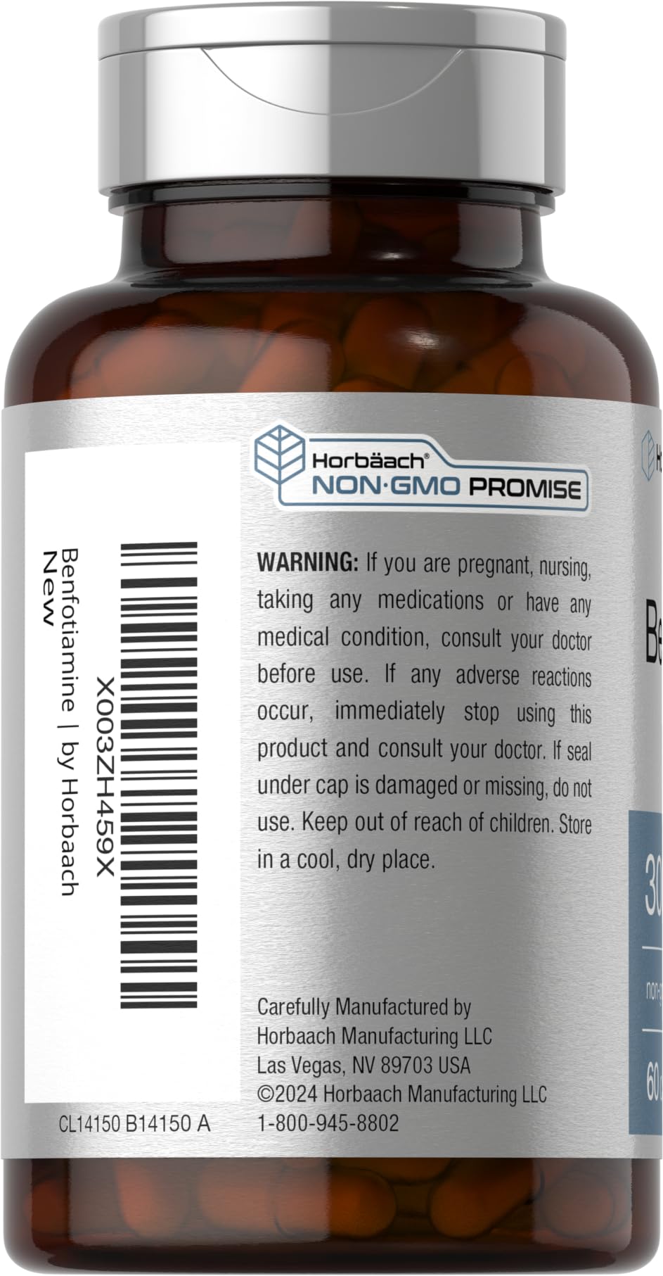 Foto 4 pulgar | Suplemento Horbäach Benfotiamina 300 Mg 60 Cápsulas - Venta Internacional.