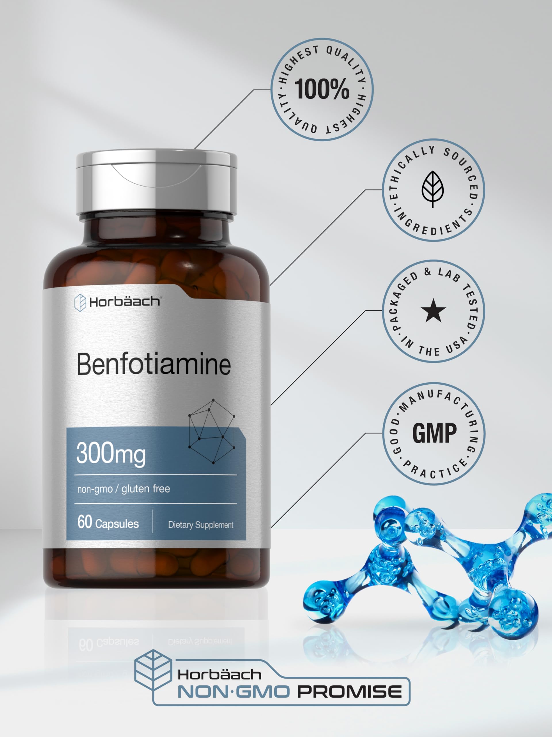 Foto 7 pulgar | Suplemento Horbäach Benfotiamina 300 Mg 60 Cápsulas - Venta Internacional.