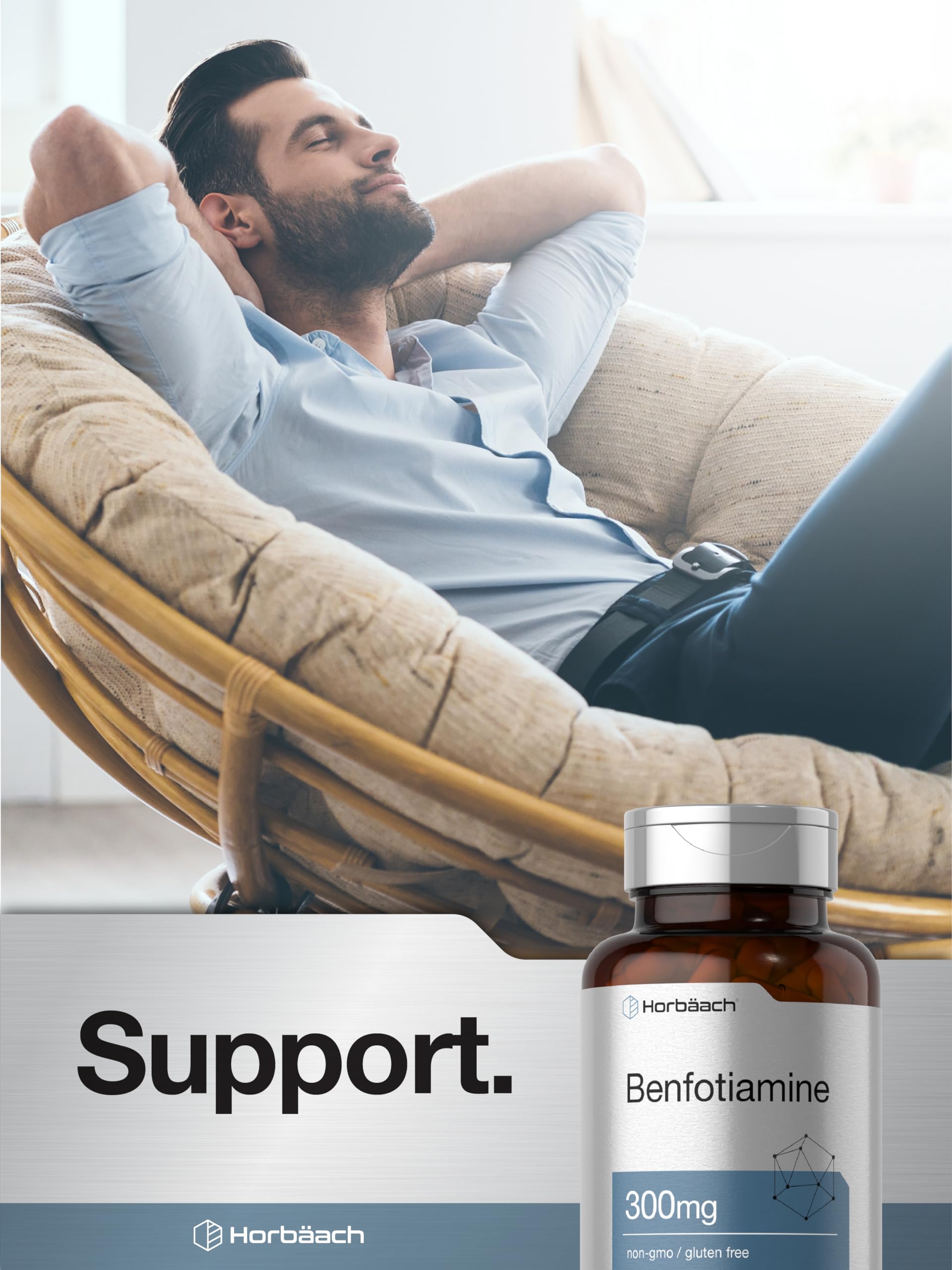 Foto 8 pulgar | Suplemento Horbäach Benfotiamina 300 Mg 60 Cápsulas - Venta Internacional.