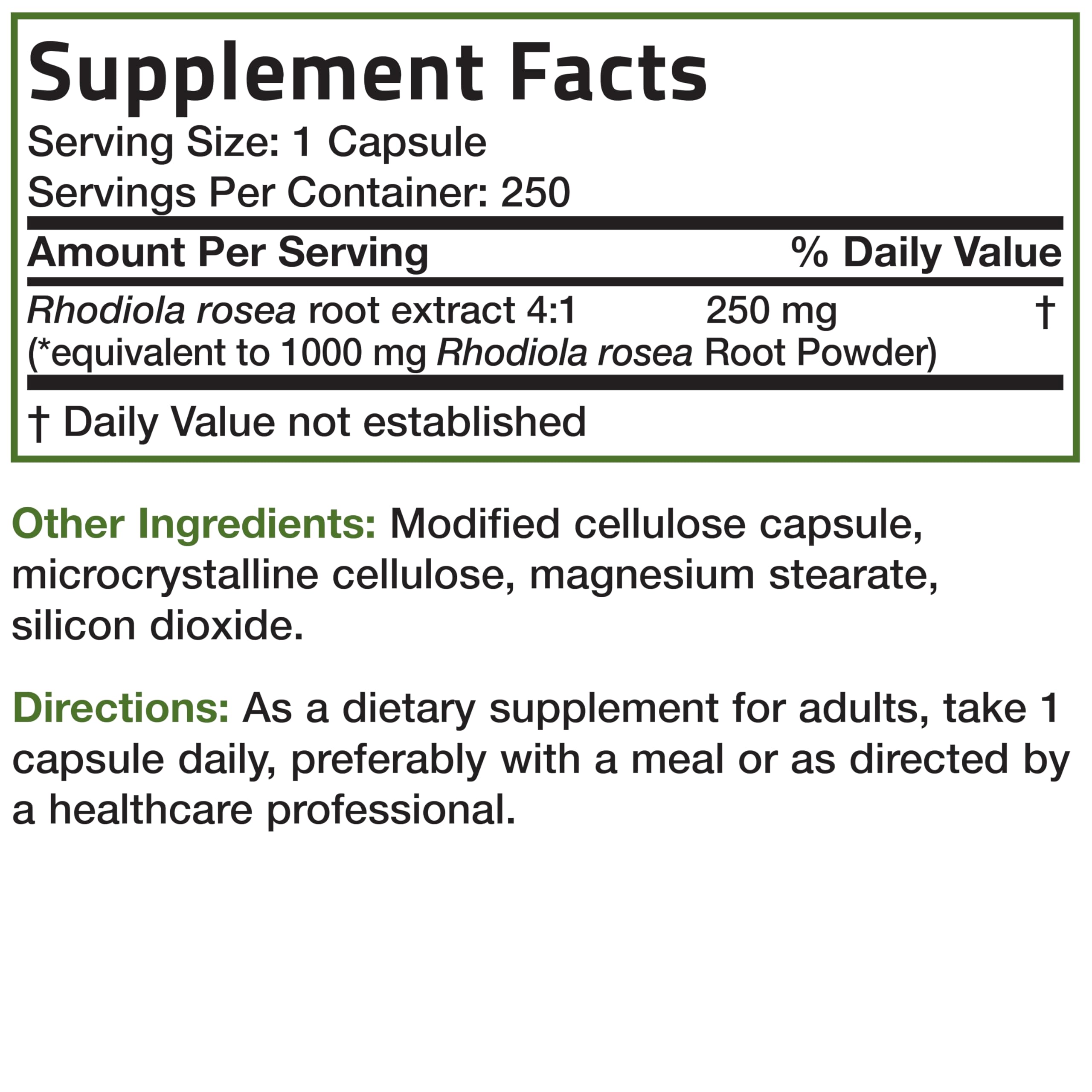 Foto 6 pulgar | Suplemento Bronson Rhodiola Rosea 1000 Mg 250 Cápsulas - Venta Internacional