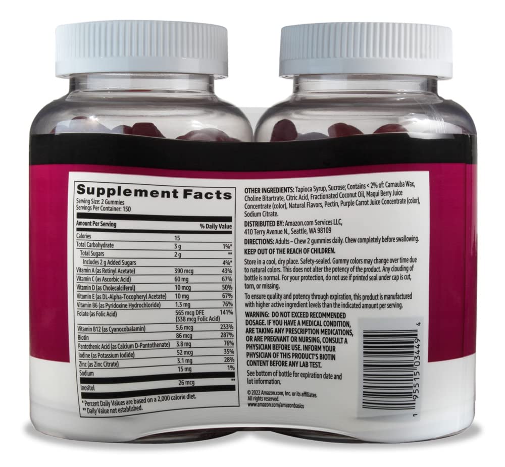 Foto 3 pulgar | Suplemento Multivitamínico Amazon Basics Para Adultos Con 300 Gomitas - Venta Internacional.