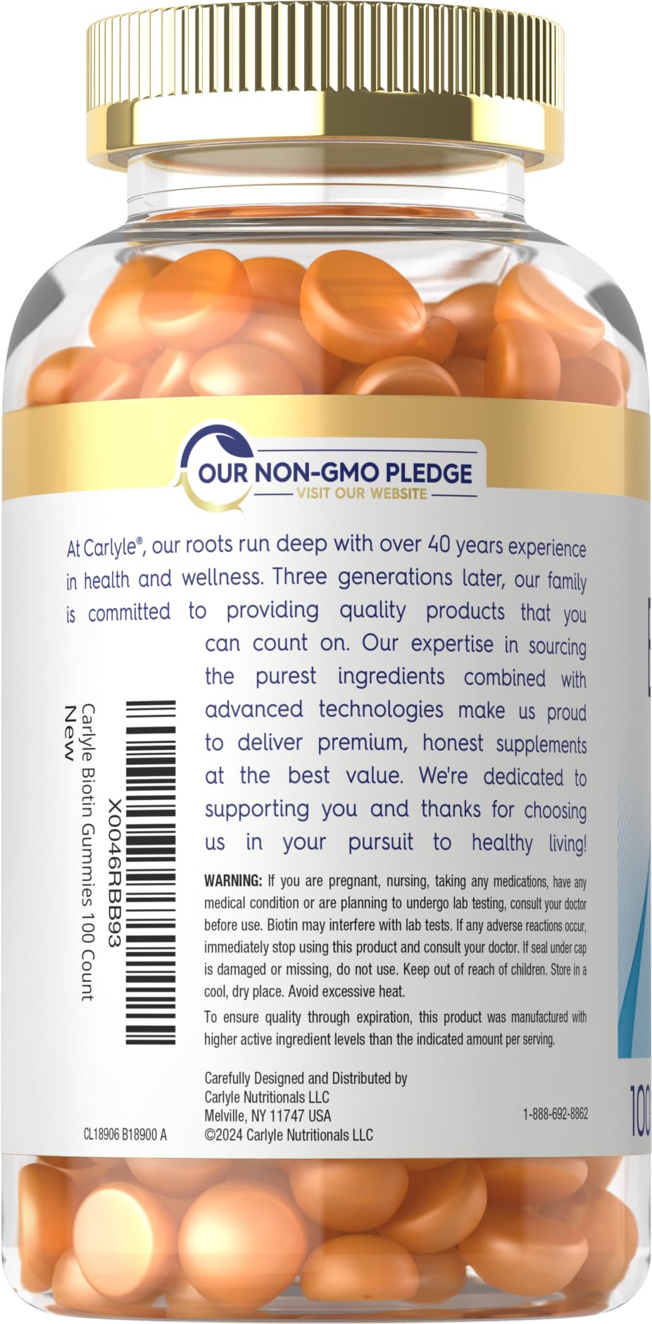 Foto 4 pulgar | Suplemento Carlyle Biotina Gomitas, 10000 Mcg, 100 Unidades - Venta Internacional.