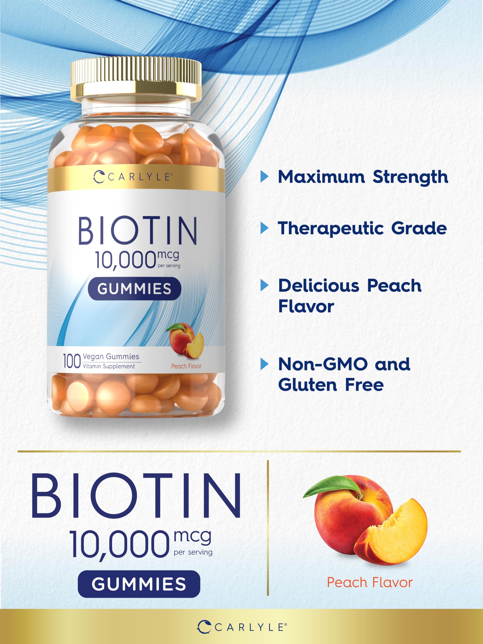 Foto 5 pulgar | Suplemento Carlyle Biotina Gomitas, 10000 Mcg, 100 Unidades - Venta Internacional.