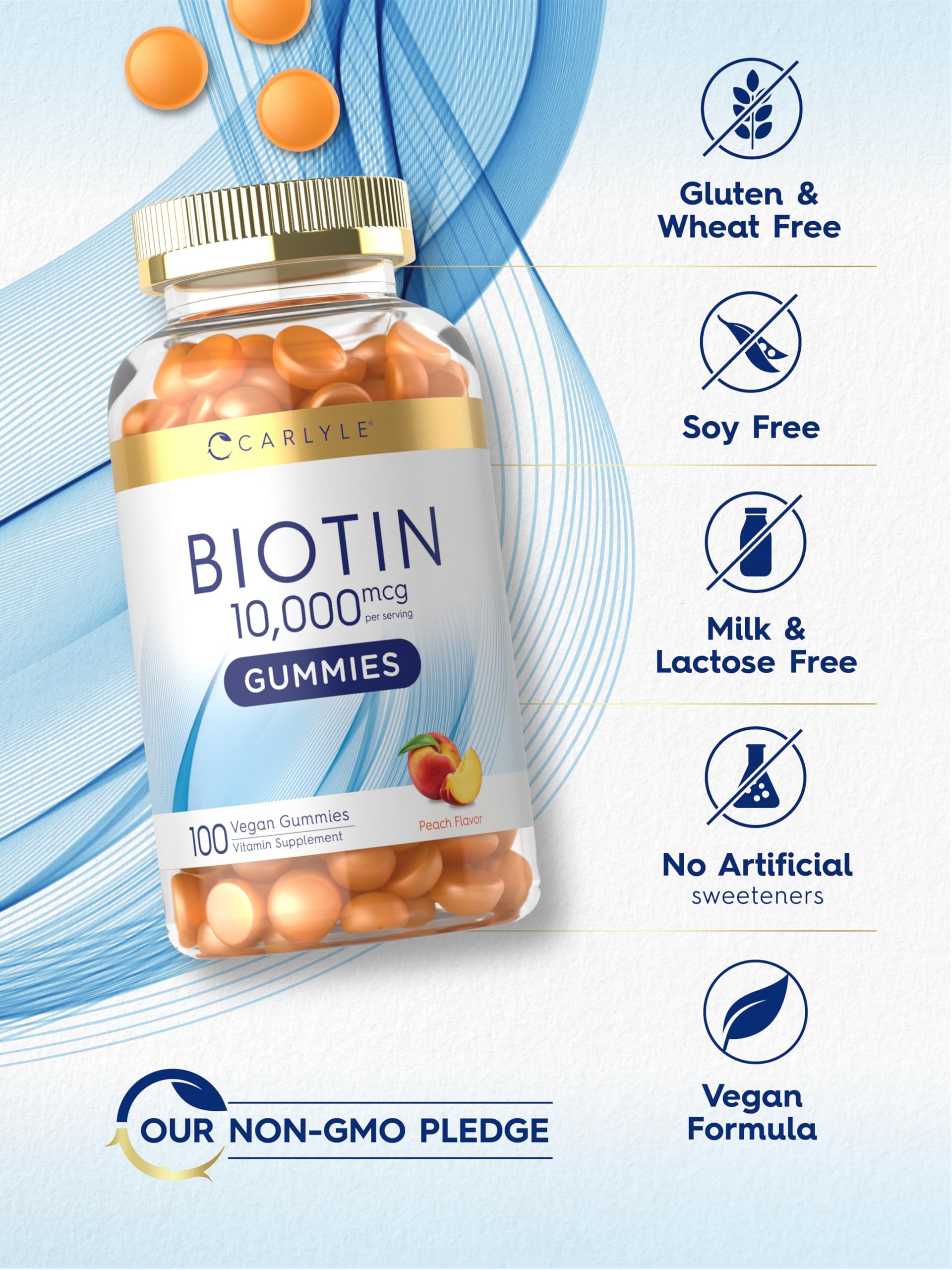 Foto 6 pulgar | Suplemento Carlyle Biotina Gomitas, 10000 Mcg, 100 Unidades - Venta Internacional.