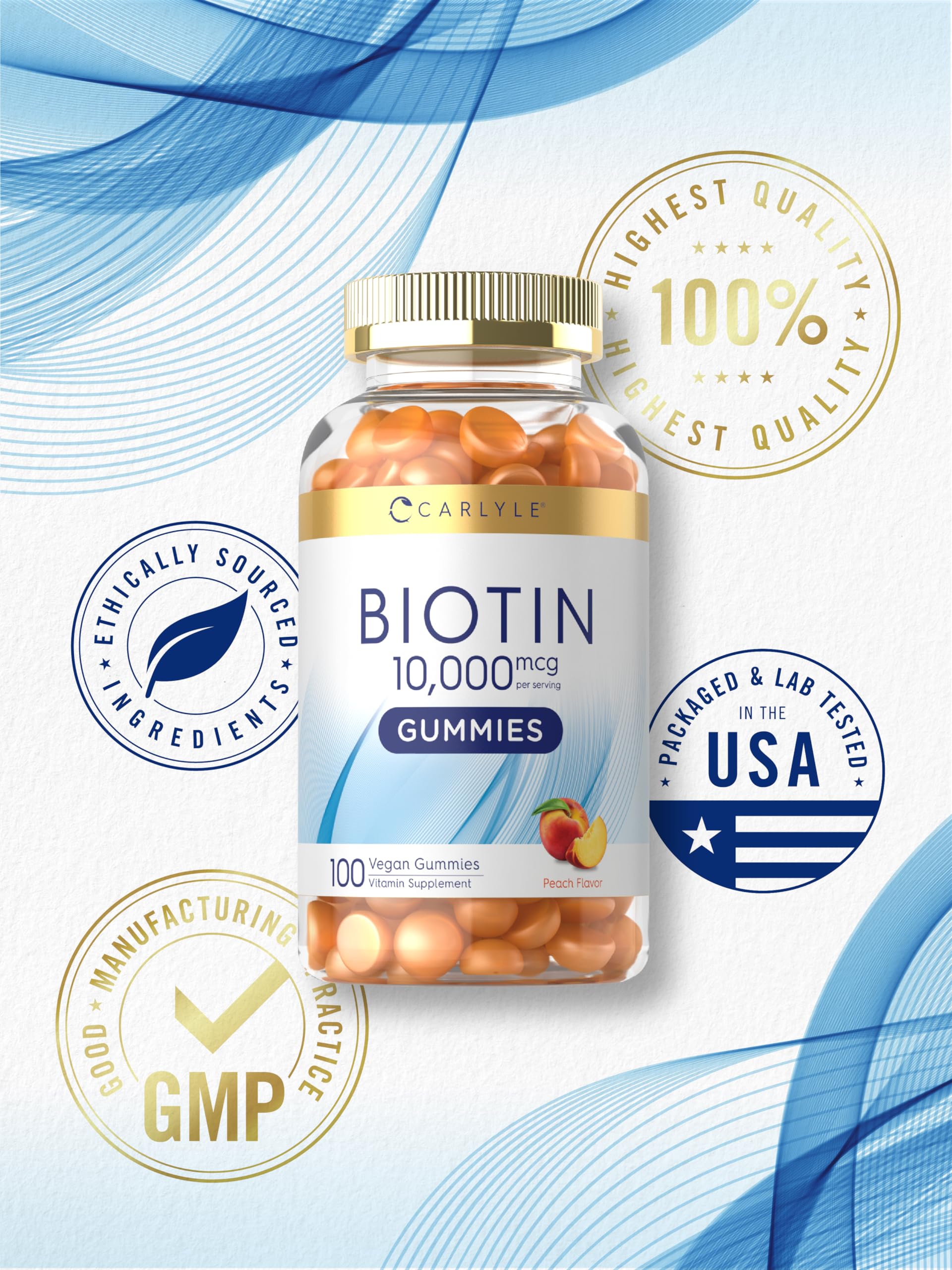Foto 7 pulgar | Suplemento Carlyle Biotina Gomitas, 10000 Mcg, 100 Unidades - Venta Internacional.