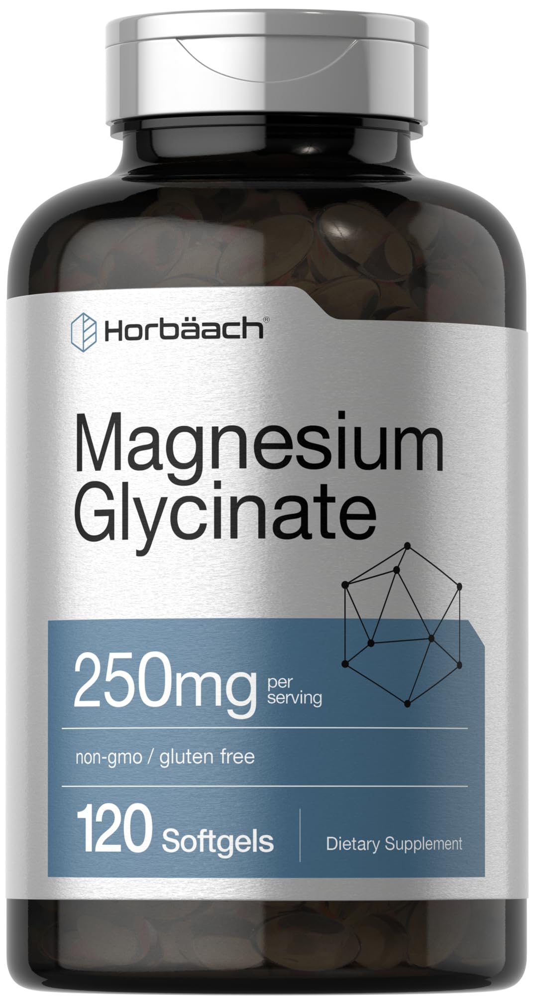 Foto 2 pulgar | Suplemento Horbäach Glicinato De Magnesio 250 Mg 120 Cápsulas Blandas - Venta Internacional.