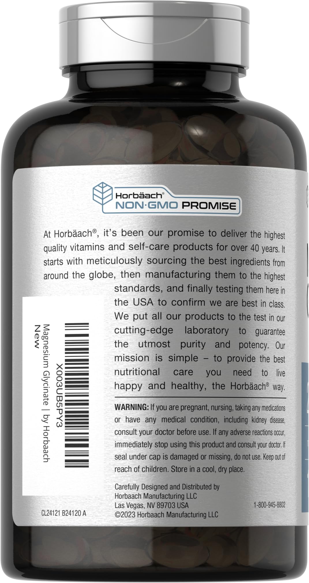 Foto 3 | Suplemento Horbäach Glicinato De Magnesio 250 Mg 120 Cápsulas Blandas - Venta Internacional.