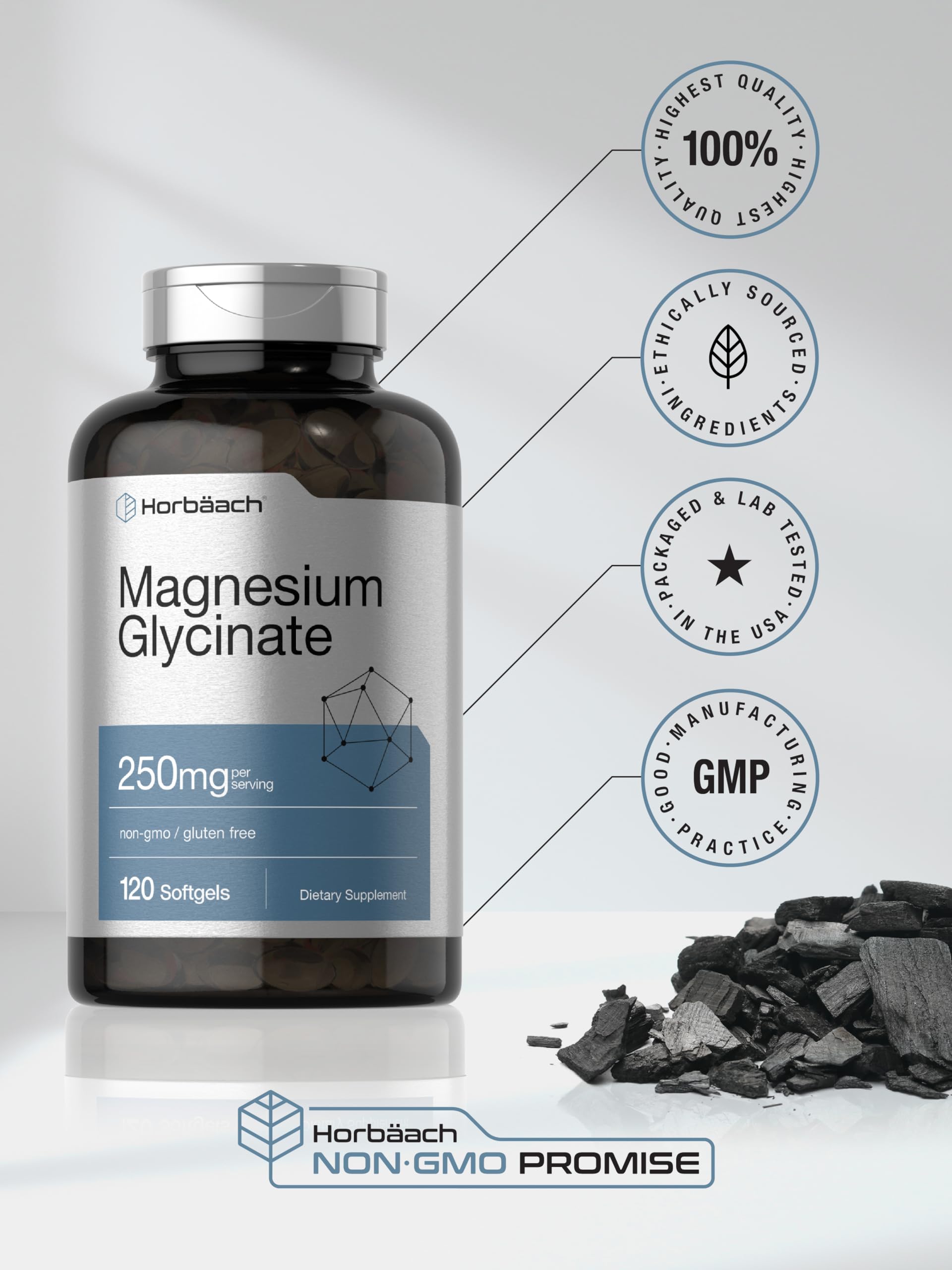 Foto 7 pulgar | Suplemento Horbäach Glicinato De Magnesio 250 Mg 120 Cápsulas Blandas - Venta Internacional.