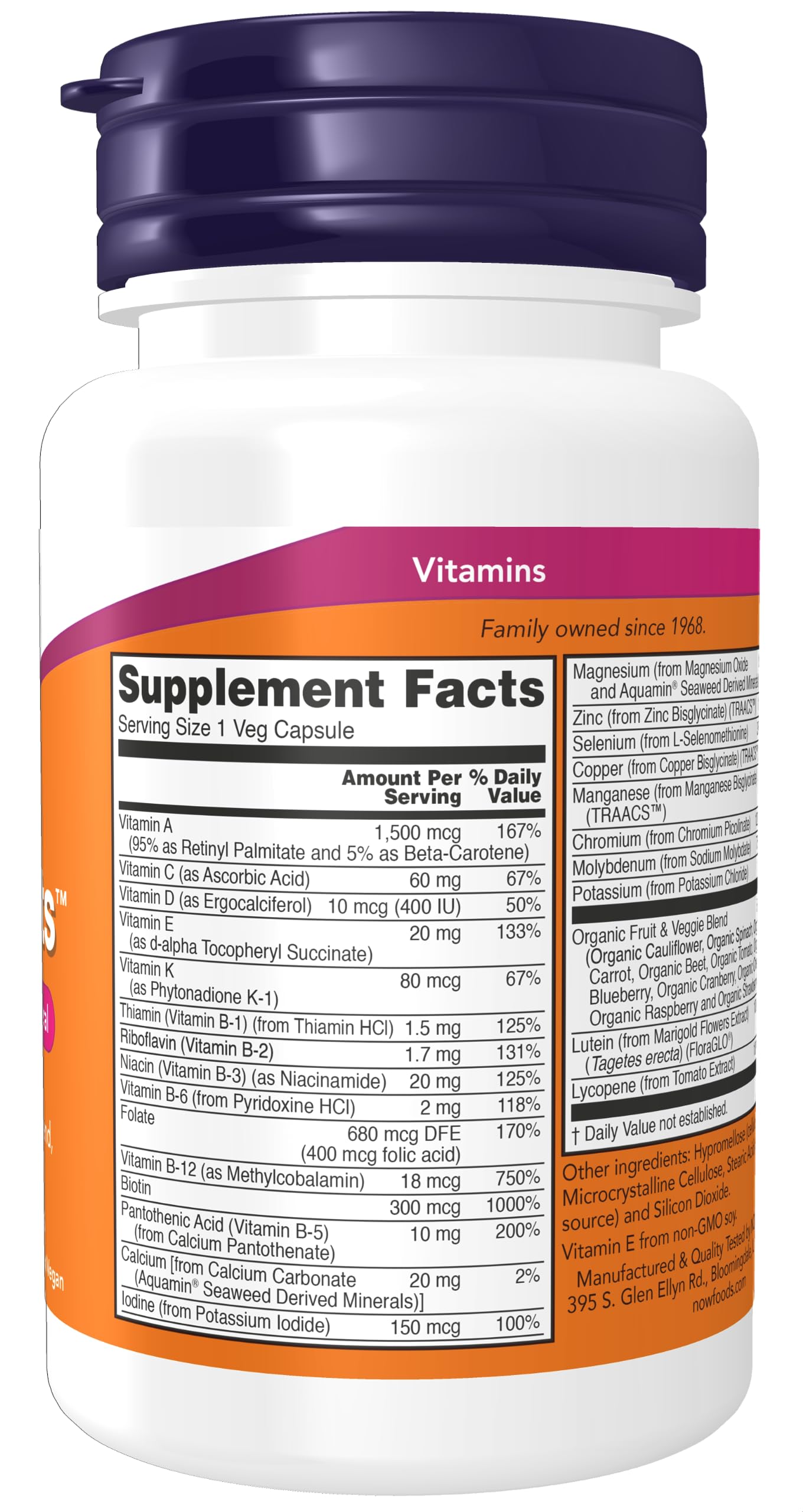 Foto 3 pulgar | Suplementos Now Foods Daily Vits™ Con Frutas Y Verduras, 30 Cápsulas - Venta Internacional.