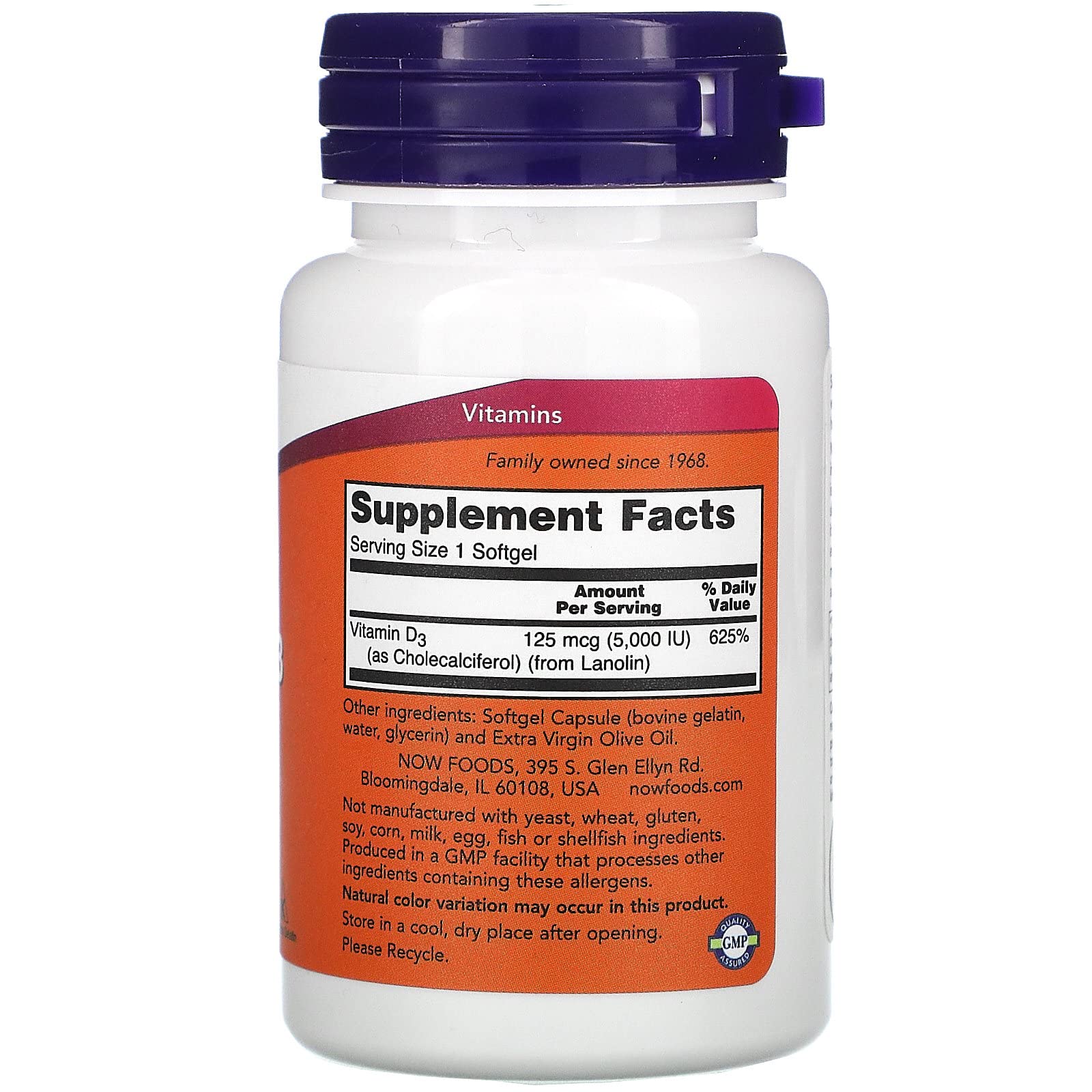 Foto 4 pulgar | Suplemento Now Foods Con Vitamina D-3, 5000 Ui, 120 Cápsulas Blandas - Venta Internacional.