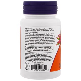 Foto 4 | Suplemento Now Foods Con Vitamina D-3, 5000 Ui, 120 Cápsulas Blandas - Venta Internacional.