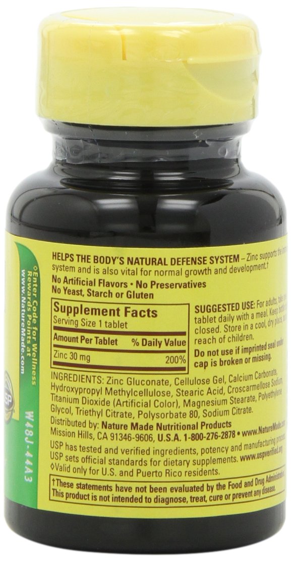 Foto 4 pulgar | Suplemento Nature Made Zinc 30 Mg 100 Comprimidos (paquete De 6) - Venta Internacional.